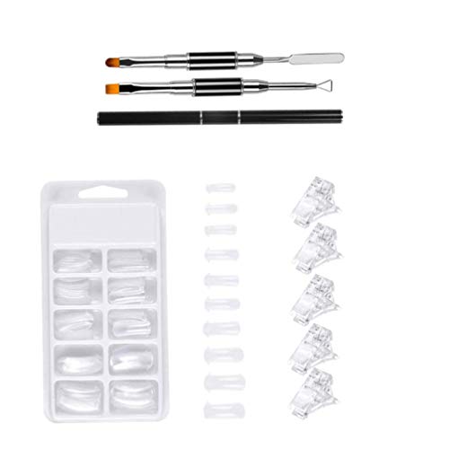Beaupretty 100Pcs Fake Nail Tips Kit with Storage Case - 5 Nail Forms, Gel Brush & Nail Clips for DIY Nail Art - Perfect for Salon, Home Manicure & Party Glam Looks