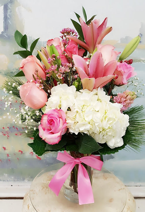 2019 Spring Pink Lady Floral Arrangement - Fresh Flowers for Home Decor, Weddings & Special Events