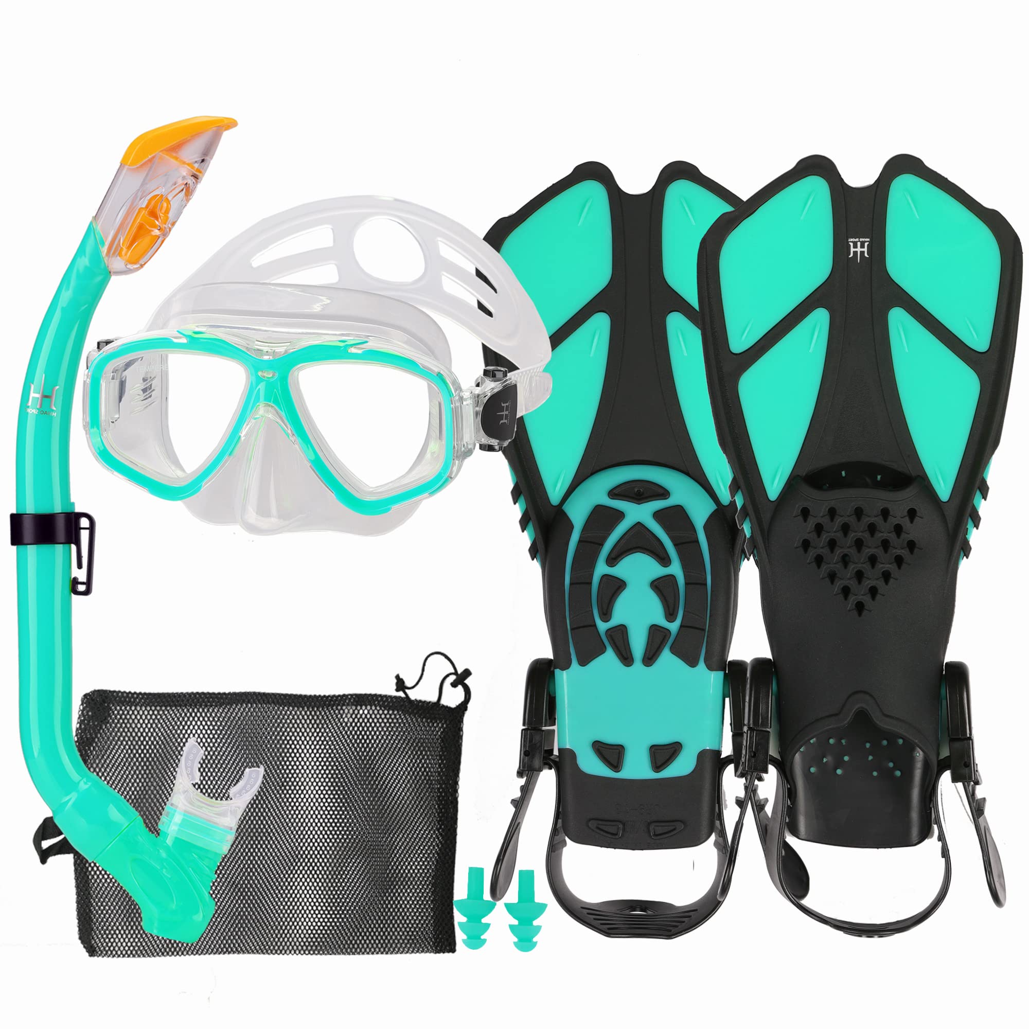 **Kids Snorkel Set - Adjustable Diving Mask, Snorkel & Swim Fins with Anti-Fog & Anti-Leak Design - Complete Snorkeling Gear for Swimming & Diving - Perfect for Beach Vacations & Pool Adventures**