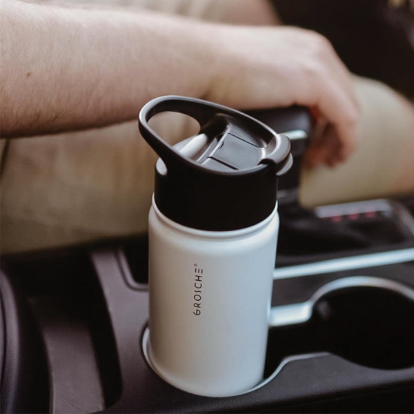 GROSCHE Chicago Stainless Steel Water Bottle with Oasis Lid - Insulated, Leak-Proof for Outdoor, Gym & Travel | BPA-Free Eco-Friendly Reusable Bottle