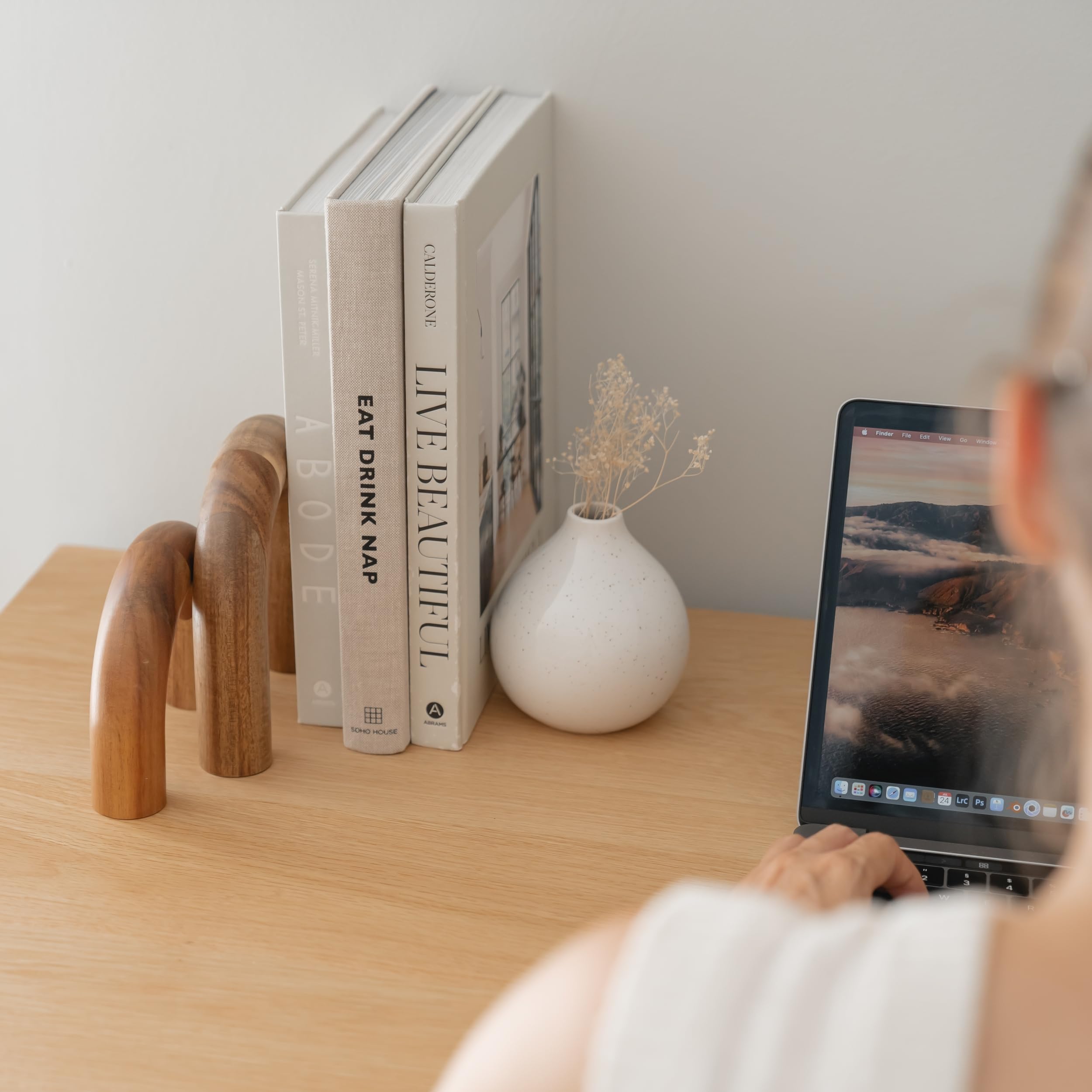Modern Wood Arch Bookshelf Decor - Stylish Shelf & Coffee Table Accents for Entryway, Living Room & Desk | Minimalist Home Decor Ideas for Aesthetic Spaces