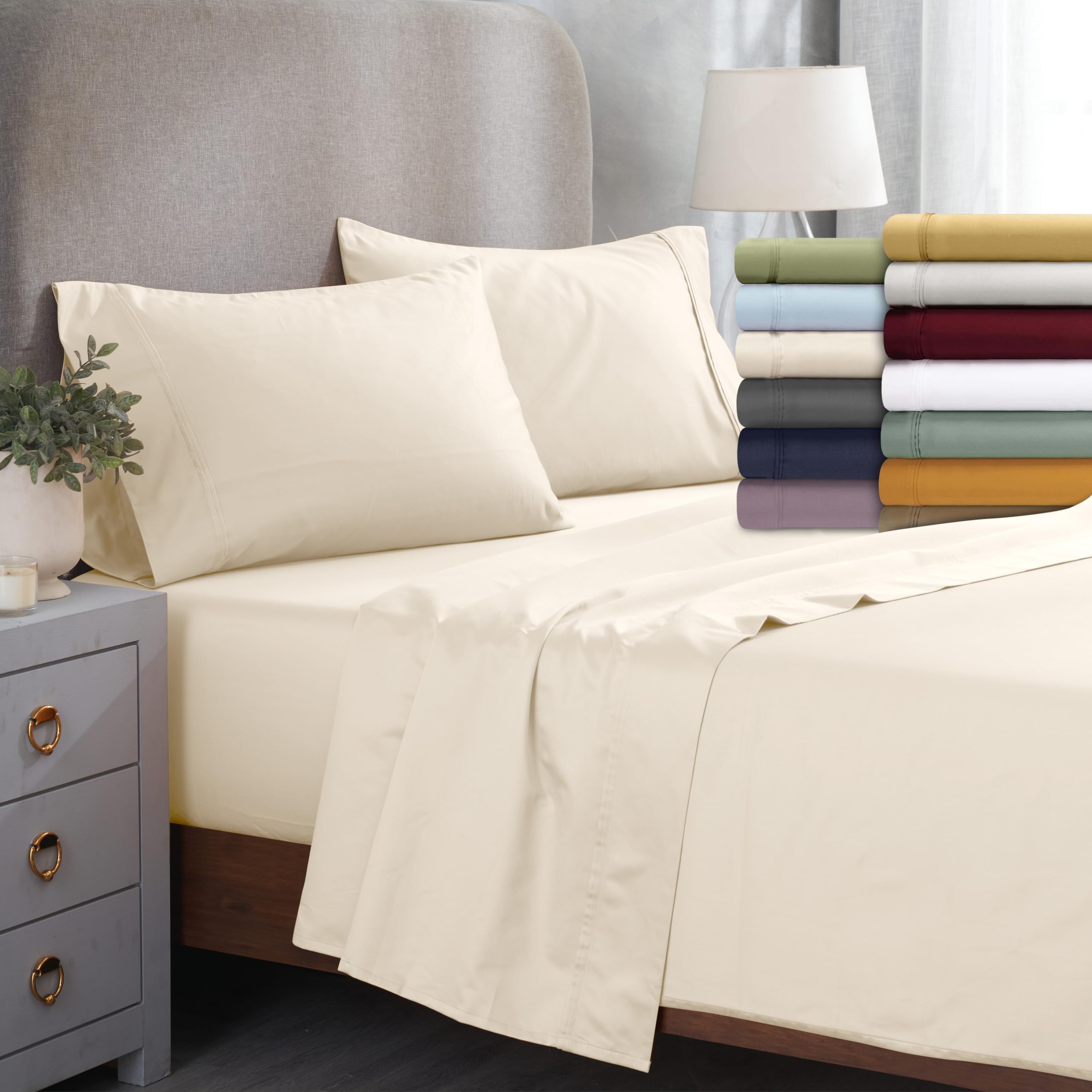 Premium 100% Egyptian Cotton Deep Pocket Sheet Set - King Size, Navy Blue, 4-Piece Bedding Set for Luxurious Comfort - Perfect for Master Bedrooms & Guest Rooms