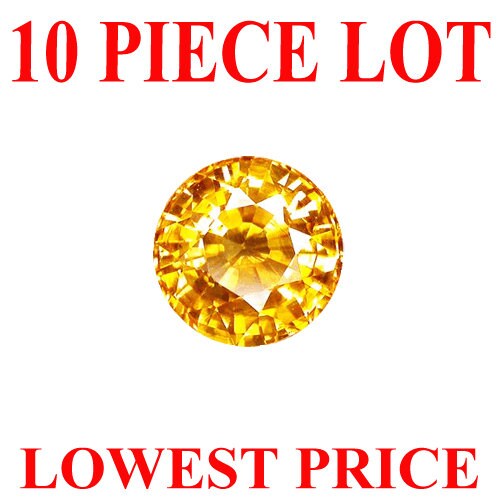 10PCS Natural Medium Orangy Yellow Sapphire 2mm Round VS Loose Stones - September Birthstone, Jewelry Making Accent Stones for Rings, Necklaces & DIY Crafts