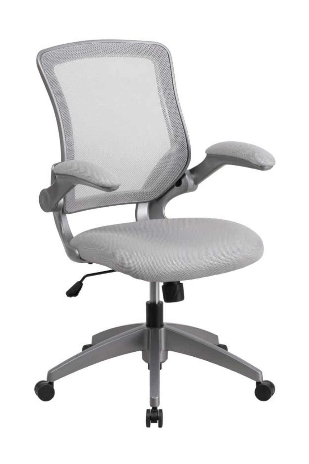 Ergonomic Mesh Office Chair with Flip-Up Arms - Mid Back Swivel Task Chair with Gray Frame for Home & Office Workspace Comfort