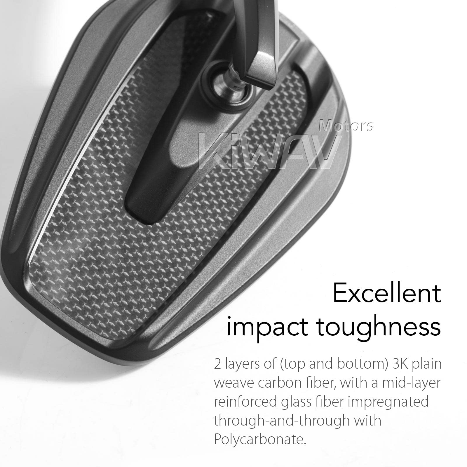 KiWAV Black Carbon Fiber Motorcycle Bar End Mirrors - Compatible with Royal Enfield Interceptor 650 - Durable & Stylish for Urban Commuting & Long Rides