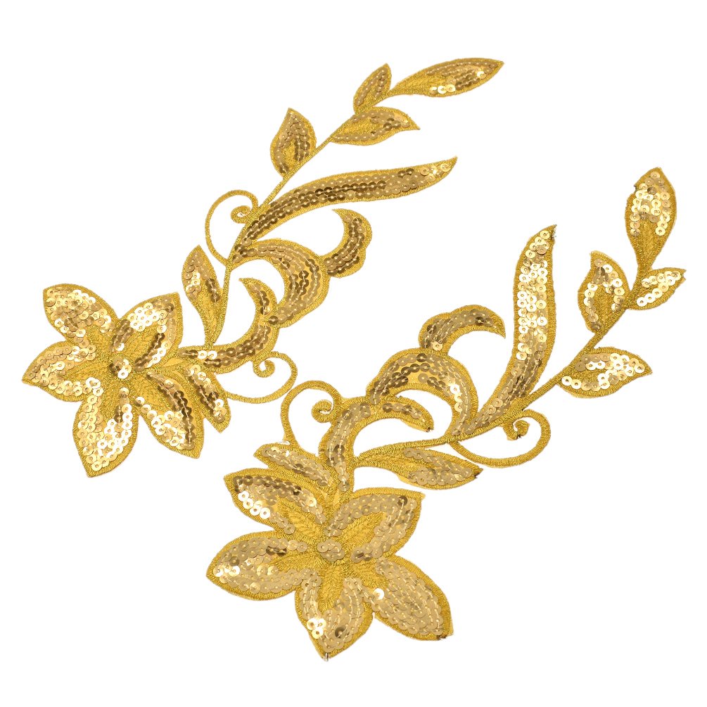 BetterUS Flower Appliques with Sequins - DIY Sewing Embroideries for Clothing, Hats & Bags - Elegant Embellishment for Dresses, Jackets & Accessories