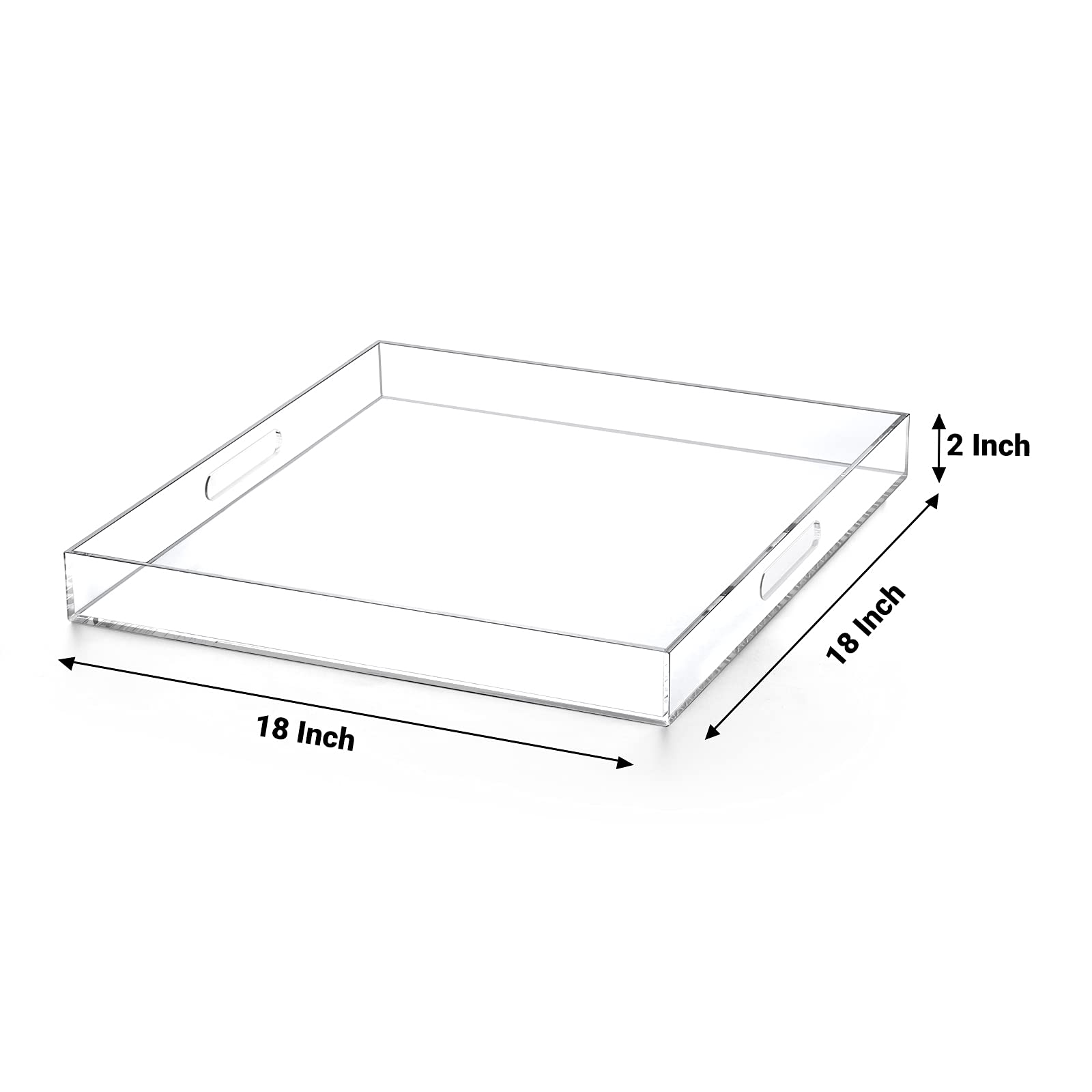 Clear Spill-Proof Acrylic Ottoman Tray with Handles - 18