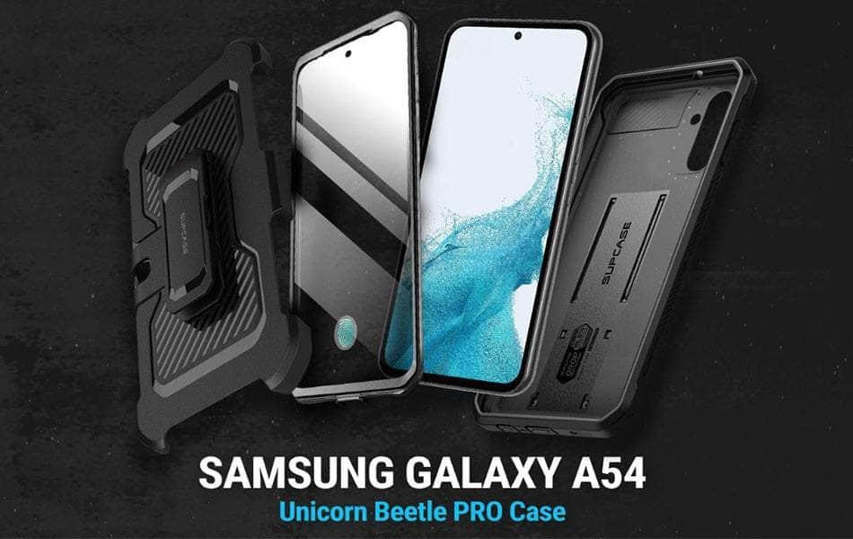 Samsung Galaxy A54 (2023) Shockproof Full Body Rugged Case with Holster - Protective Cover for Outdoor, Work & Adventure Activities