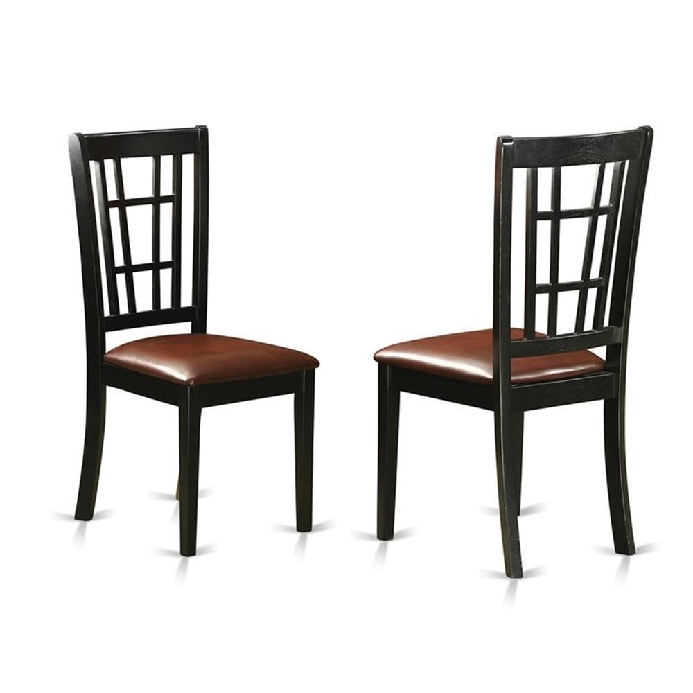 East West Furniture 6-Piece Dining Set with Butterfly Leaf Table, 4 Faux Leather Chairs & Bench - 42x60 Inch Black Kitchen Table for Family Meals & Entertaining
