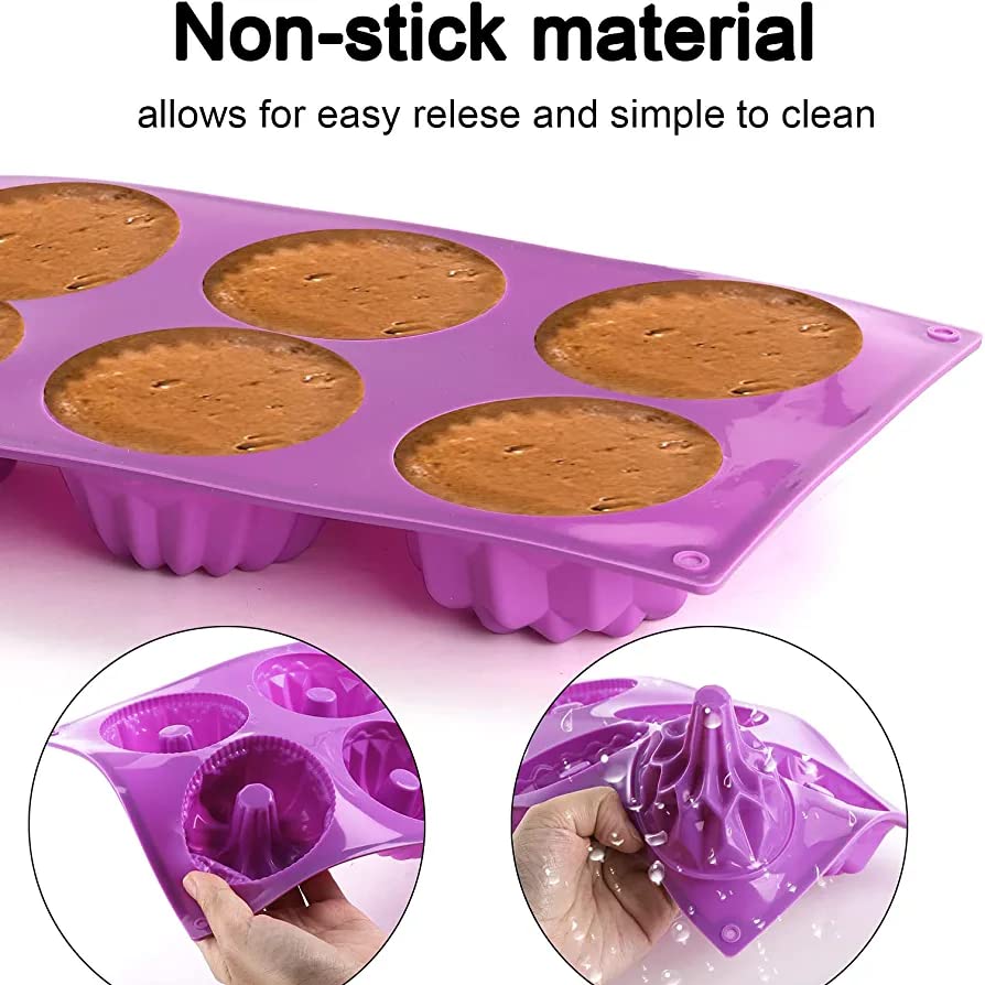 Skytail Mini Bundt Cake Pan - Silicone Flower Crown Shape Fluted Tube Mold for Baking, Non-Stick Food Grade (Perfect for Jelly, Pudding, Cupcakes, Donuts, Cornbread & Brownies) - Ideal for Birthday Parties, Tea Time & Holiday Desserts