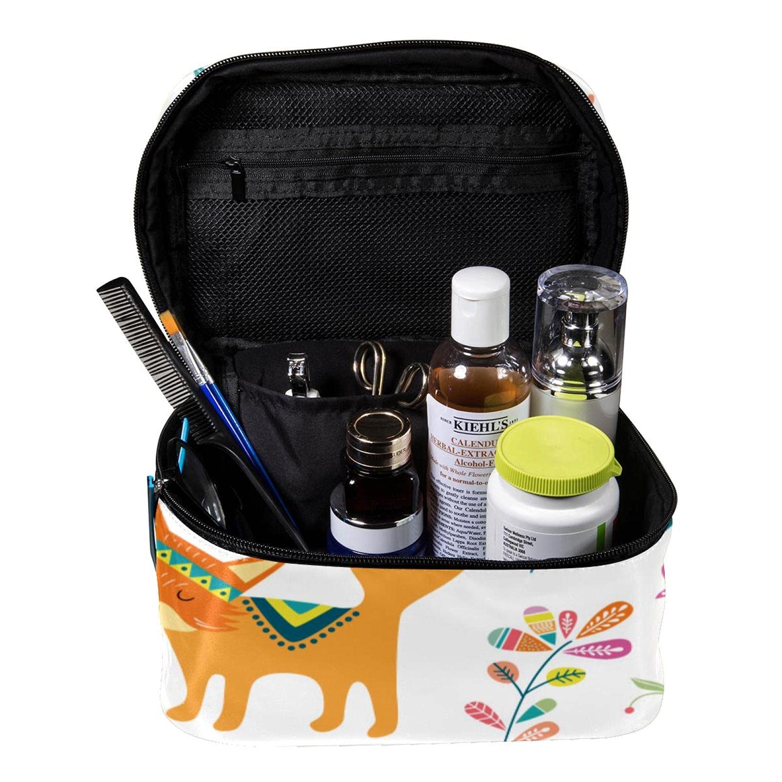 Ethnic Feather Fox Arrow Pattern Large Travel Makeup Bag - Waterproof Cosmetic Organizer Case with Zipper for Women & Girls | Perfect for Travel, Gym, Beach & Daily Use