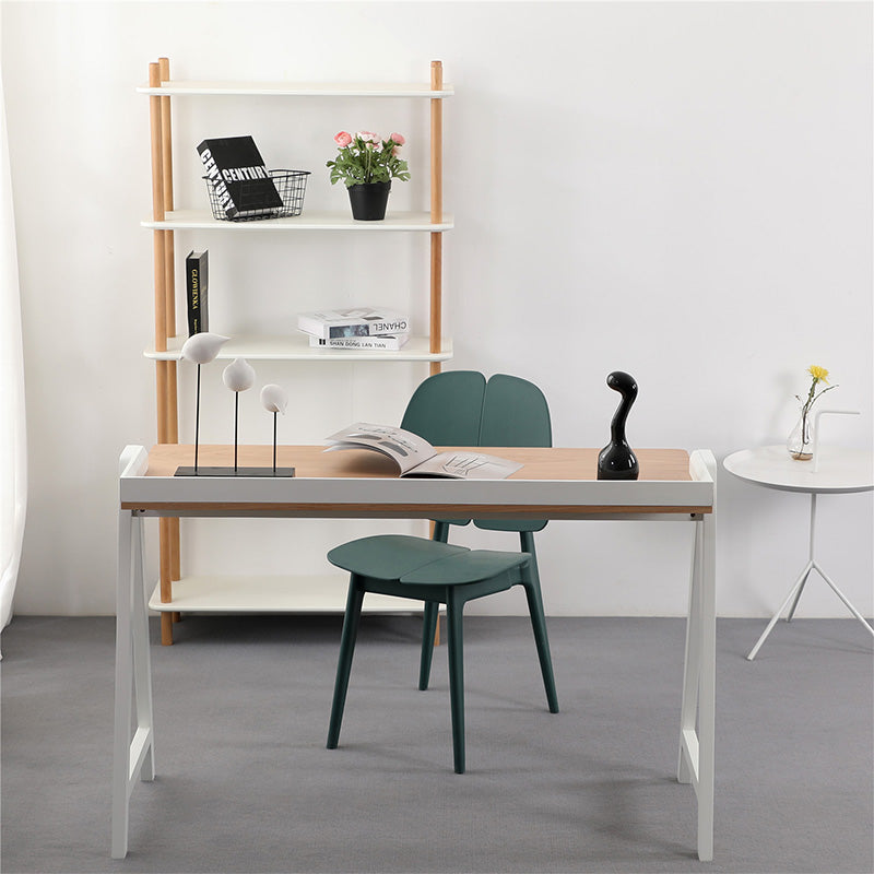 YARA Study Desk 118cm White & Natural - Modern Writing Desk for Home Office, Student Study & Small Space Workstation