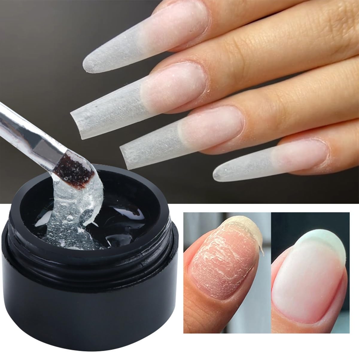 Instant Cracked Nail Repair Gel - 5g Nail Strengthener for Damaged, Fragile & Broken Nails - Professional Nail Care Solution for Salon & Home Use - Restores Weak Nails Fast (1 Pack)