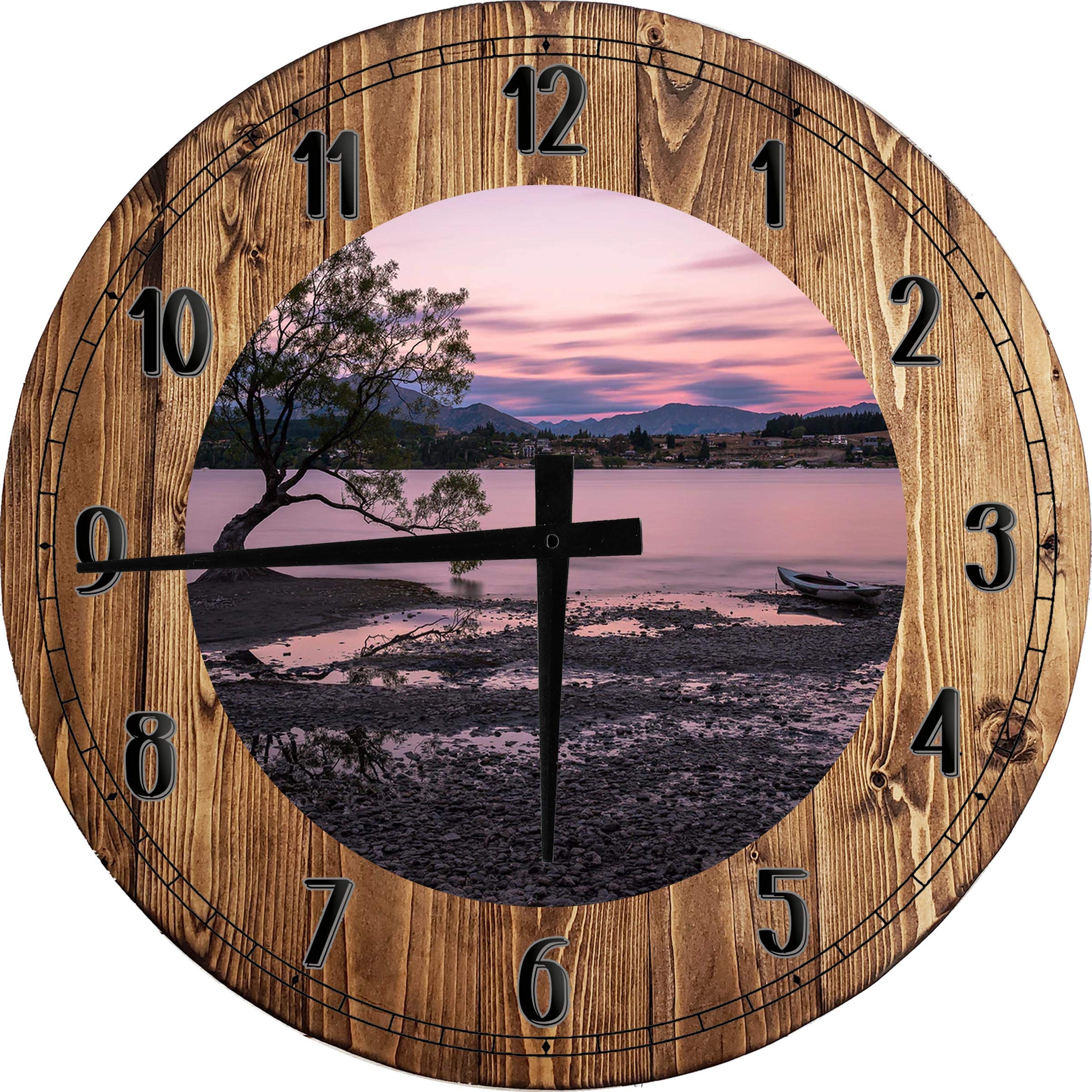 Coastal Wall Clock 18 Inch - Blue Purple Decor for Kitchen & Living Room