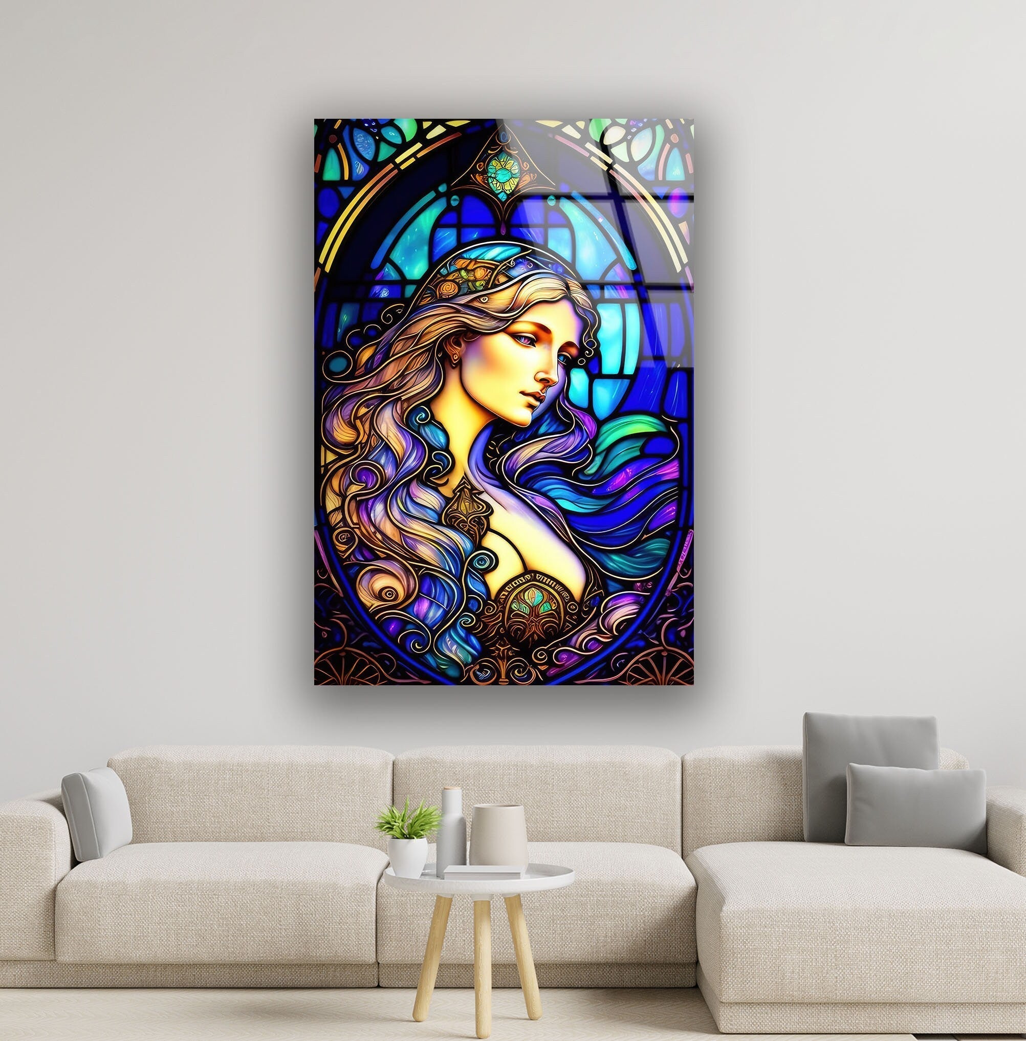 Aurora Princess Glass Wall Art - Elegant Handmade Decor for Living Room, Bedroom & Office - Perfect Gift for Home & Wedding
