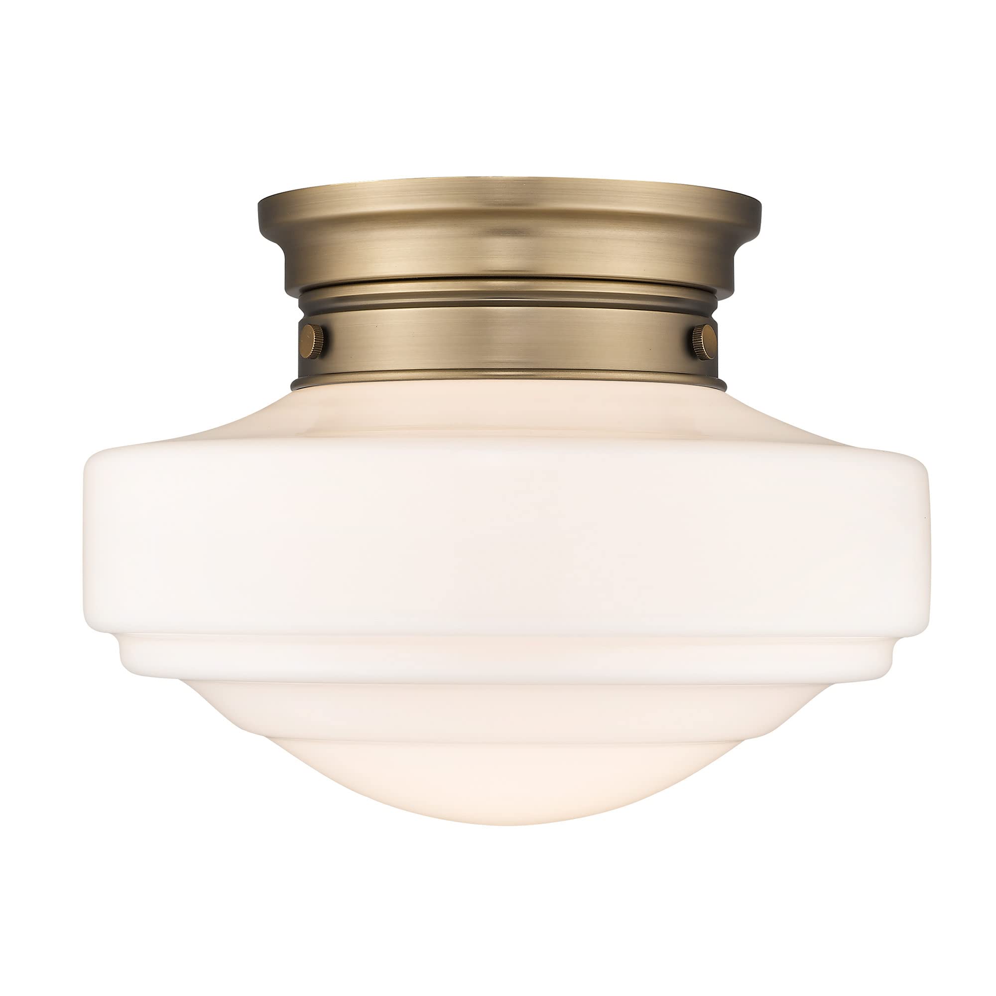 Vintage Style Semi-Flush Mount Ceiling Light Fixture - Matte Black with Milk Glass Shade - Perfect for Bedroom, Living Room & Dining Room Lighting