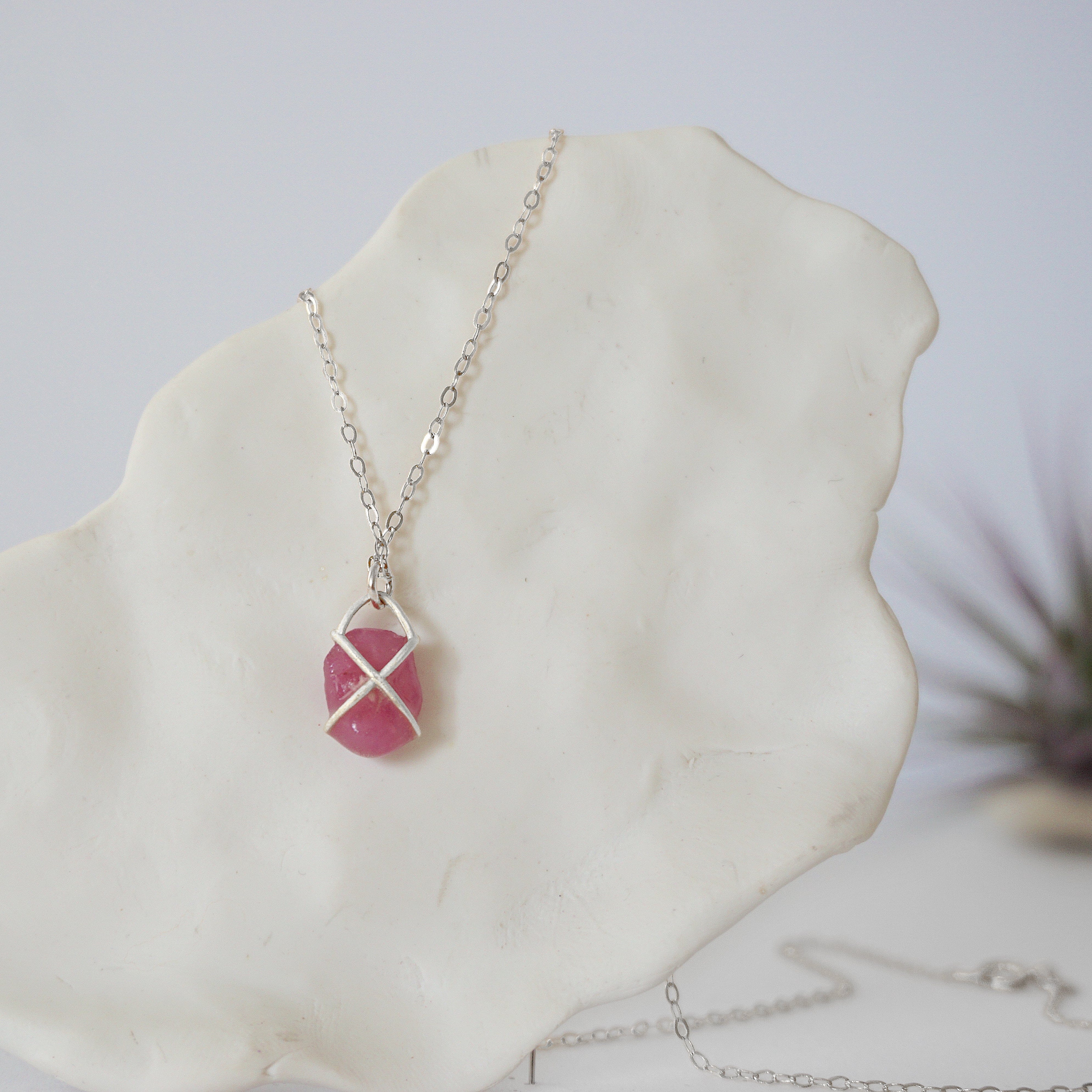 Ruby Huggie Charm Necklace - Sterling Silver Jewelry for Women | Elegant Gift for Birthday, Anniversary & Special Occasions
