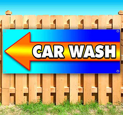 13 oz Heavy-Duty Vinyl Car Wash Banner with Metal Grommets - Non-Fabric Single-Sided Sign for Auto Detailing & Car Wash Business Advertising