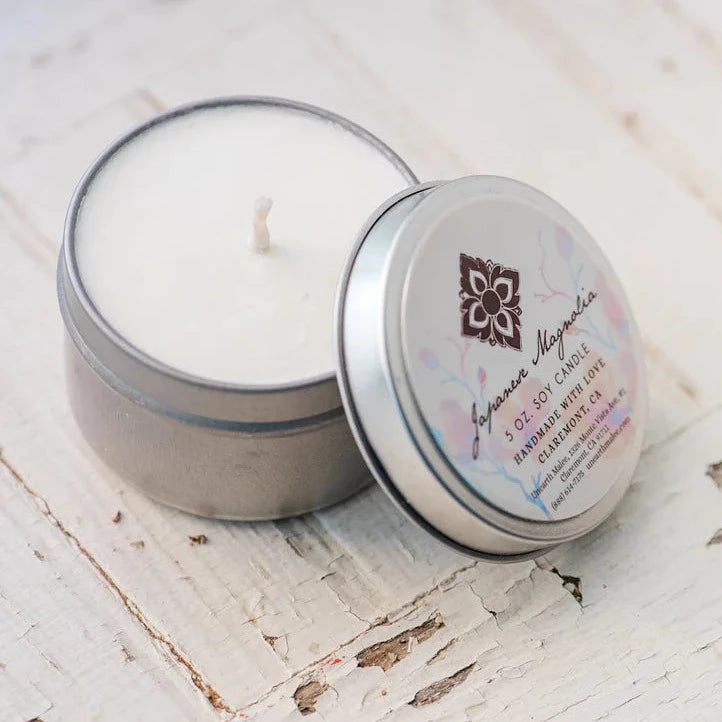 Japanese Magnolia Scented Travel Candle in Tin - Perfect for Home, Office & Gifts - Aromatherapy & Relaxation