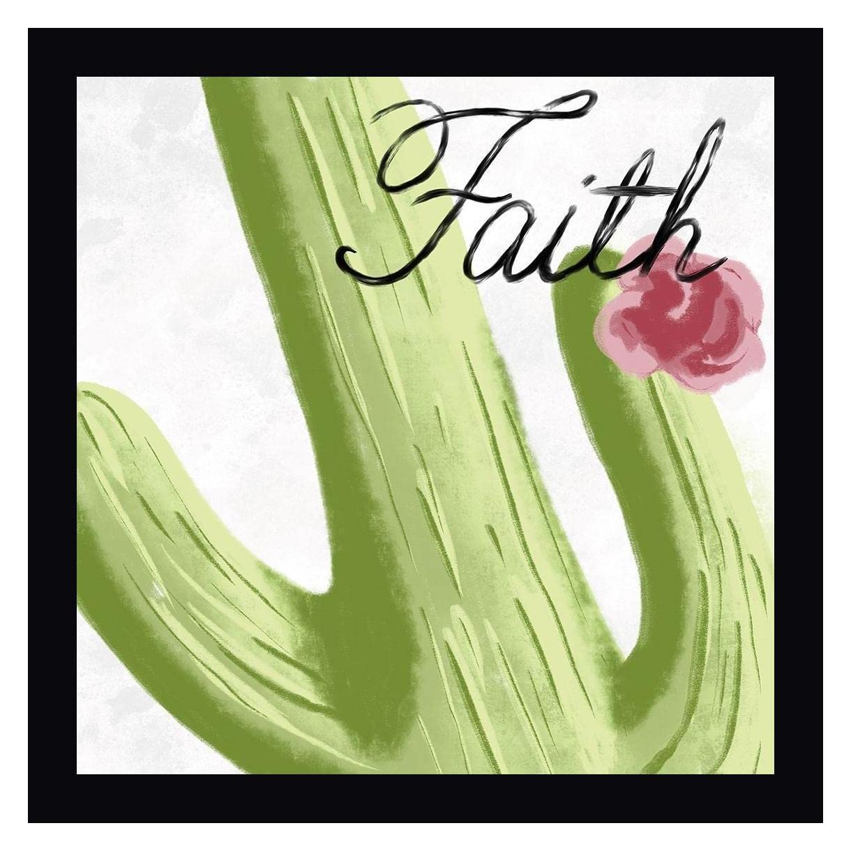 Succulent Faith 1 by Marcus Prime - 30x30 Inch Framed Canvas Wall Art Print with Black Frame - Ready to Hang - Perfect for Living Room, Bedroom, or Office Decor