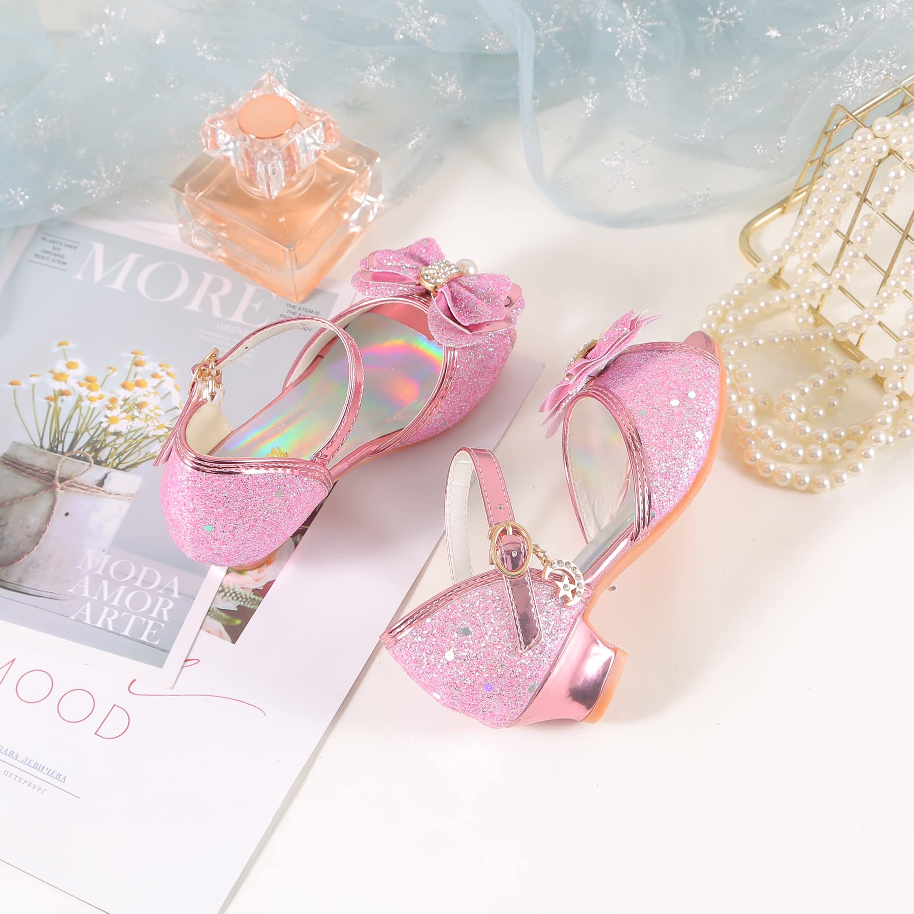 Sparkly Girls Mary Jane Shoes for Weddings & Parties - Princess Flower Strap Dress Shoes for Special Occasions | Perfect for Flower Girls, Pageants & Formal Events