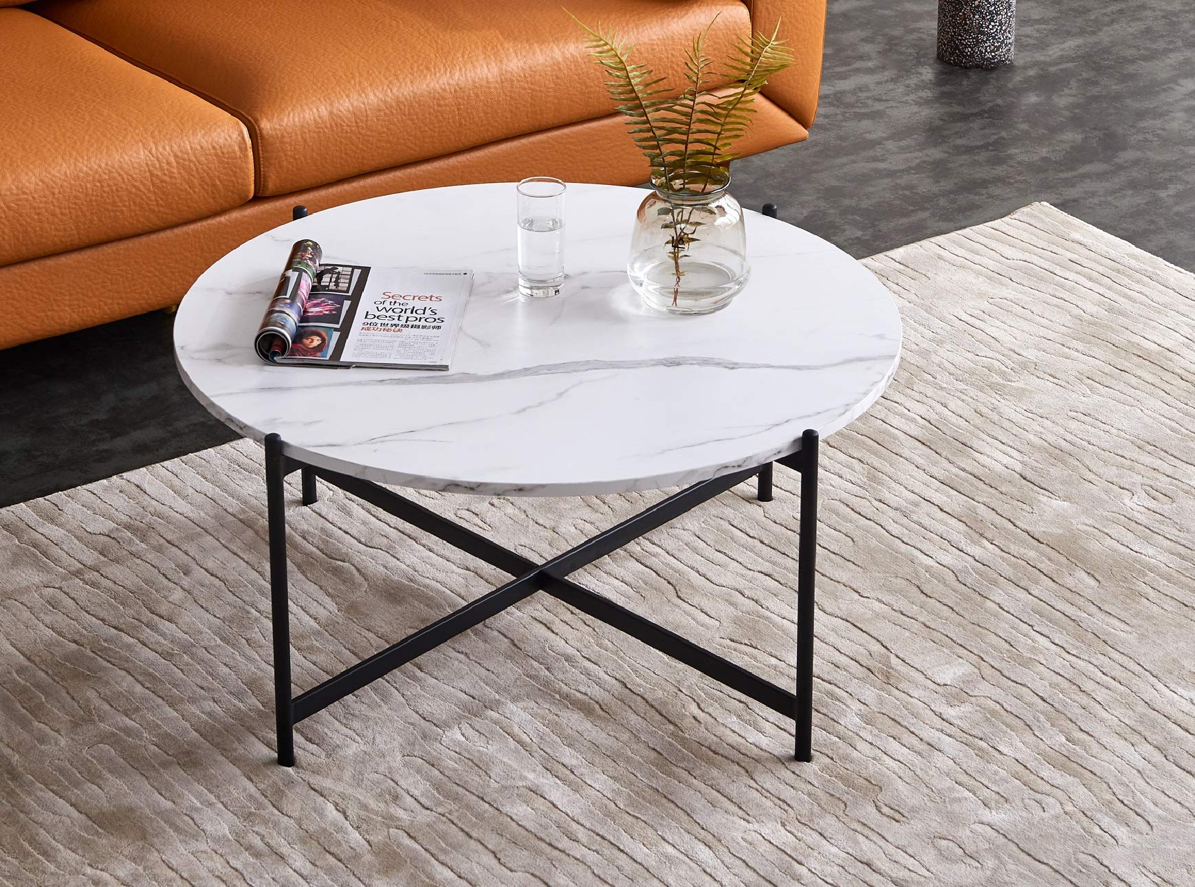 Modern Nesting Coffee Table Set - Black Metal Frame with Marble Top - Removable Side End Tables - Accent Furniture for Living Room, Bedroom & Office - Space Saving Design for Small Apartments