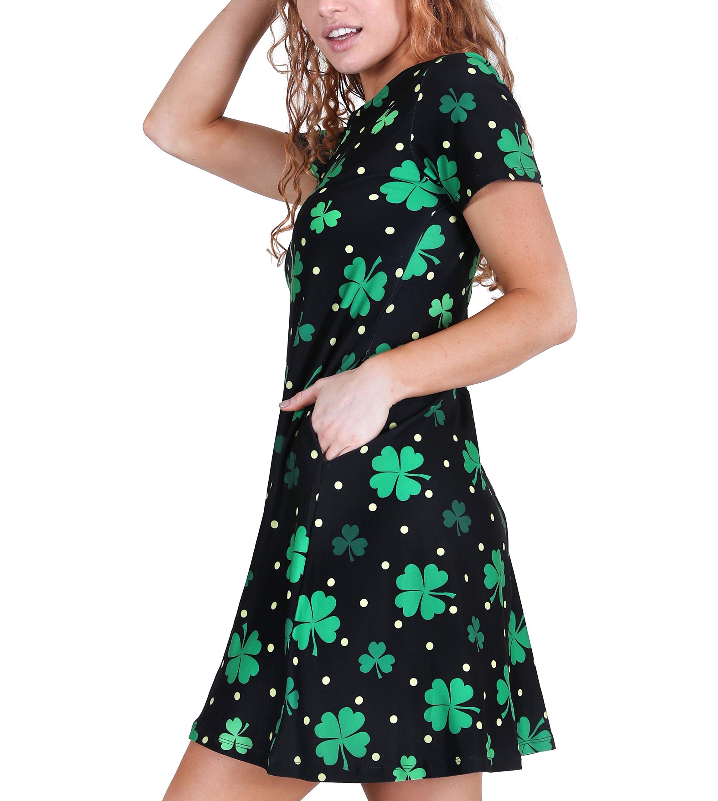 ICONOFLASH Women's Casual Summer Dresses with Pockets - Short Sleeve Floral Print Sundress for Beach, Vacation & Everyday Wear