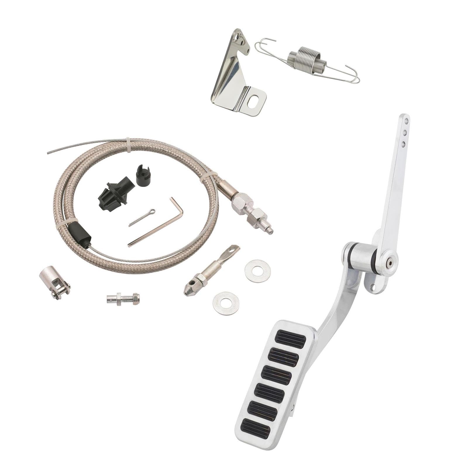 Universal Polished Aluminum Throttle Pedal with Cable & Carb Bracket - High Performance Upgrade for Motorcycles, ATVs, and Dirt Bikes - Perfect for Racing, Off-Roading, and Custom Builds