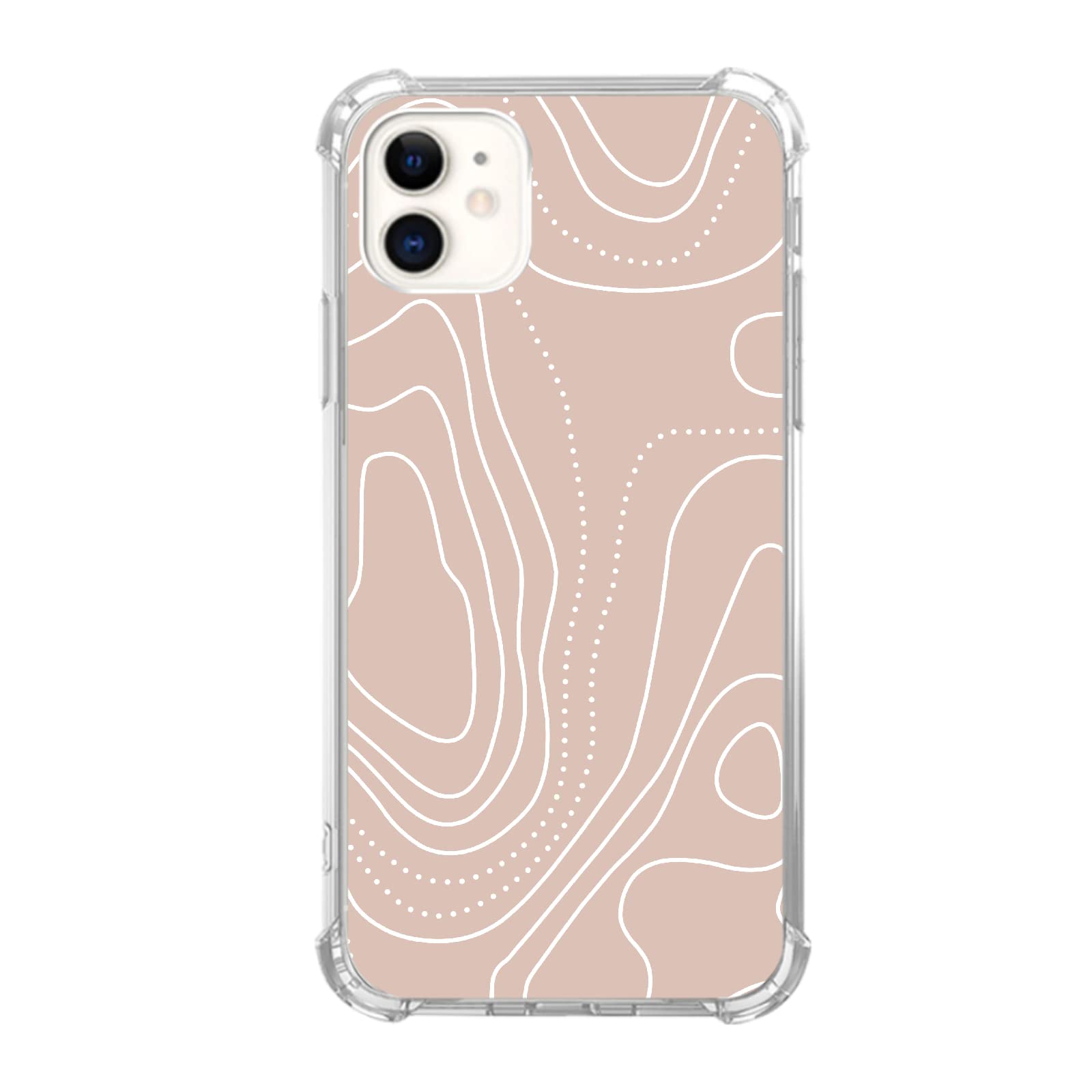 Pastel Abstract iPhone 12 Case - Minimalist Beige Line Art Phone Cover for Women & Men | Soft TPU Bumper Protection | Perfect for Everyday Use, Office & Travel