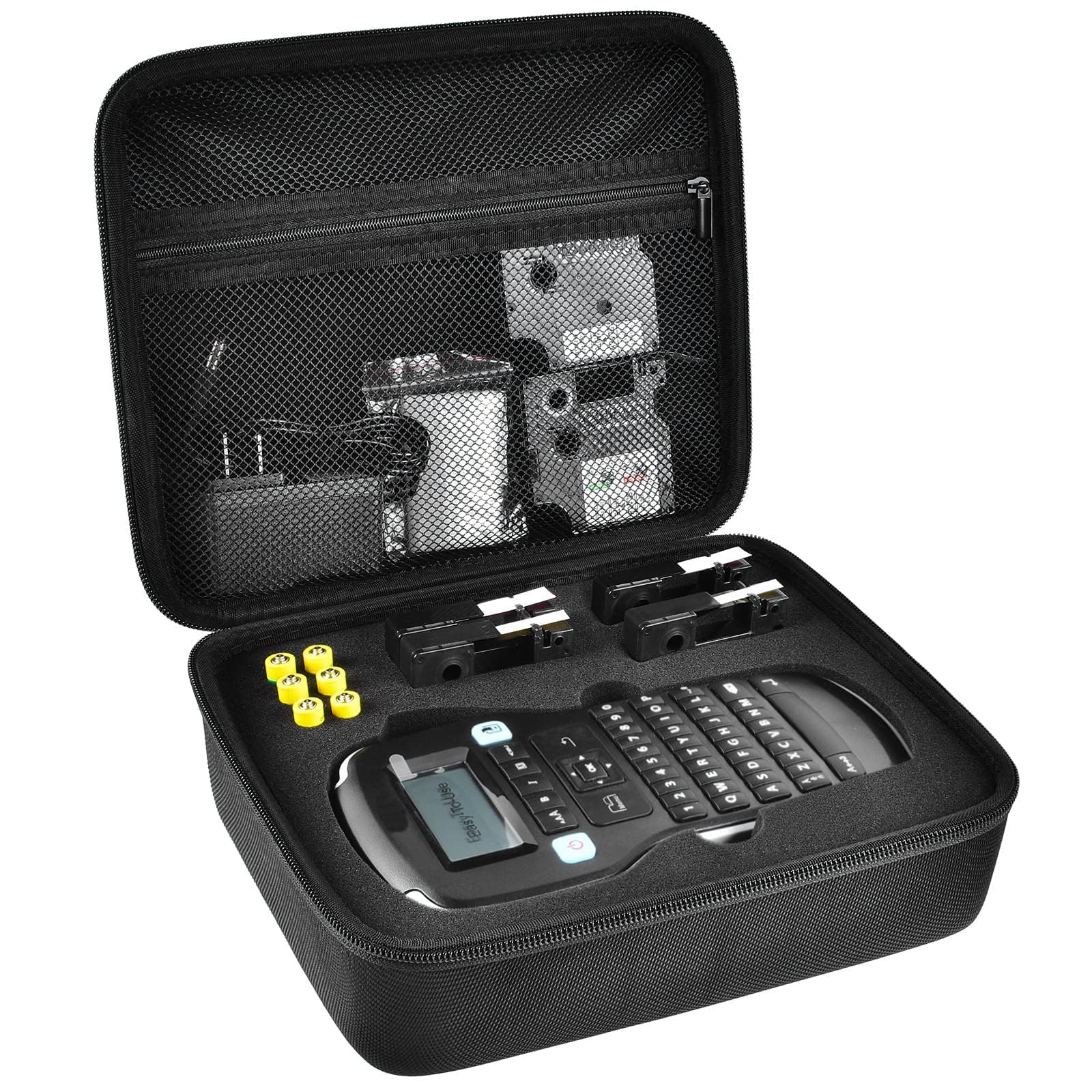 DYMO Label Maker Case Compatible with LabelManager 160 & 280 - Portable Storage Organizer for AC Adapter, Tape Cartridges & Accessories (Black Box) - Perfect for Office, Home & Travel Labeling Needs
