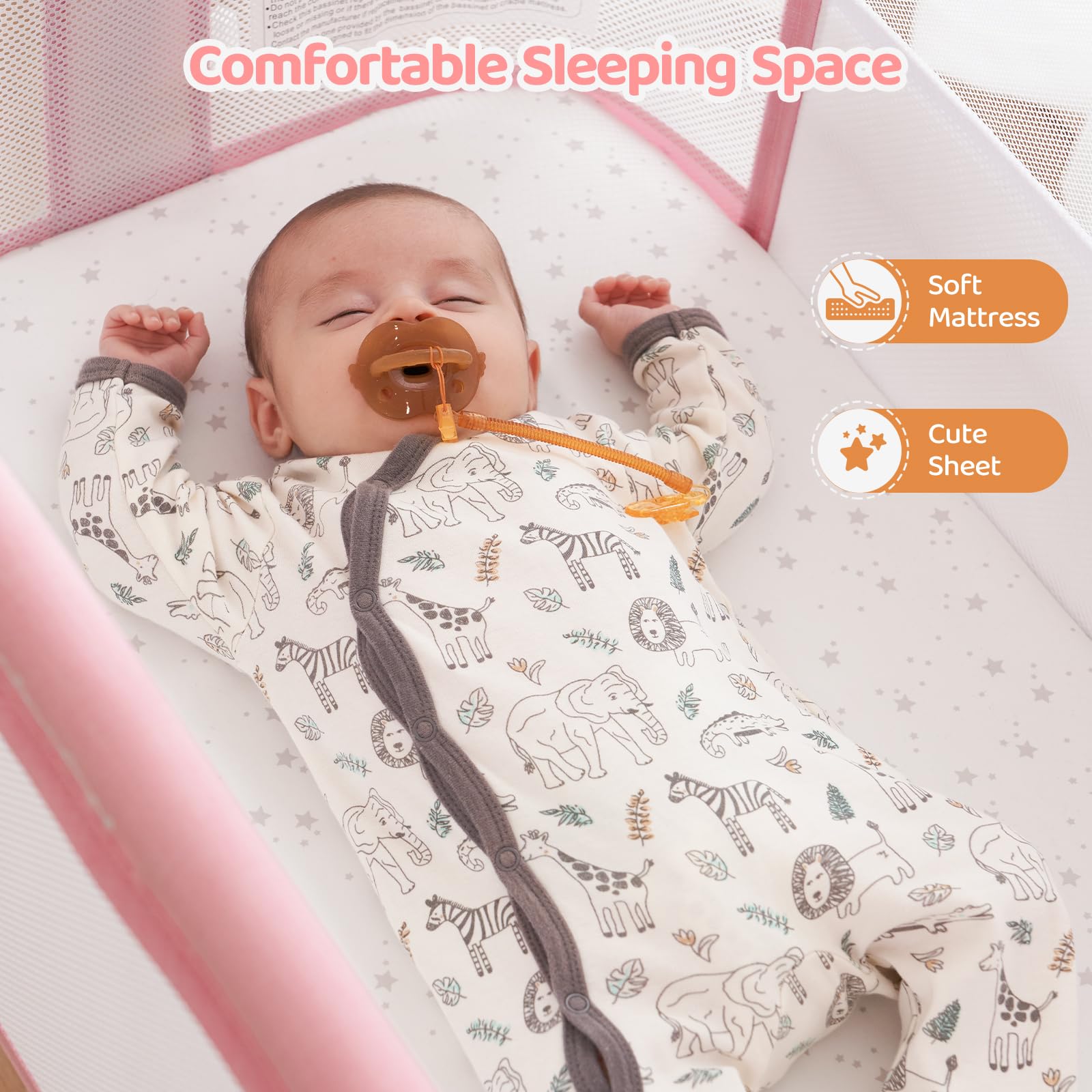 Ezebaby Portable Baby Bassinet Bedside Sleeper - Adjustable 7 Height Levels, Breathable Mesh Sides with Included Mattress & Sheet - Perfect for Newborns & Infants - Ideal for Nursery, Bedroom Co-Sleeping & Travel