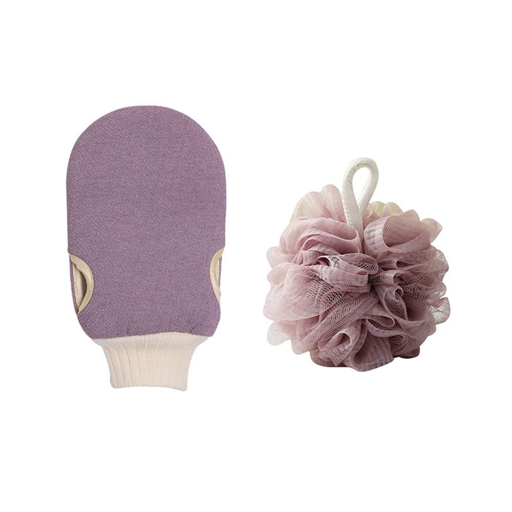 Exfoliating Back Scrubber & Shower Gloves Set - Dead Skin Remover for Men & Women | Bath & Shower Accessories for Smooth Skin (Purple) - Perfect for Spa Days & Deep Cleansing Routine