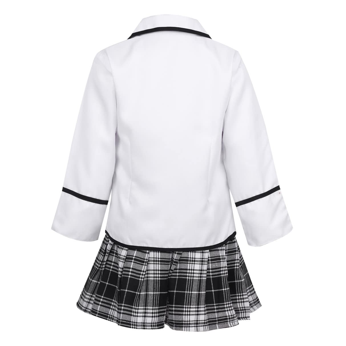 Japanese Anime School Uniform Set for Girls - Long Sleeve Blazer & Mini Plaid Skirt | Korean & British Style | Cosplay, Halloween Costume, Themed Party Outfit