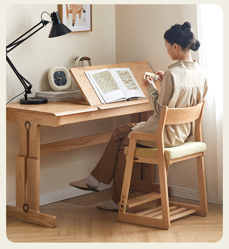 Solid Wood Lift Children's Chair - Beech & Oak Wooden High Chair for Kids - Perfect for Dining, Learning & Playtime at Home