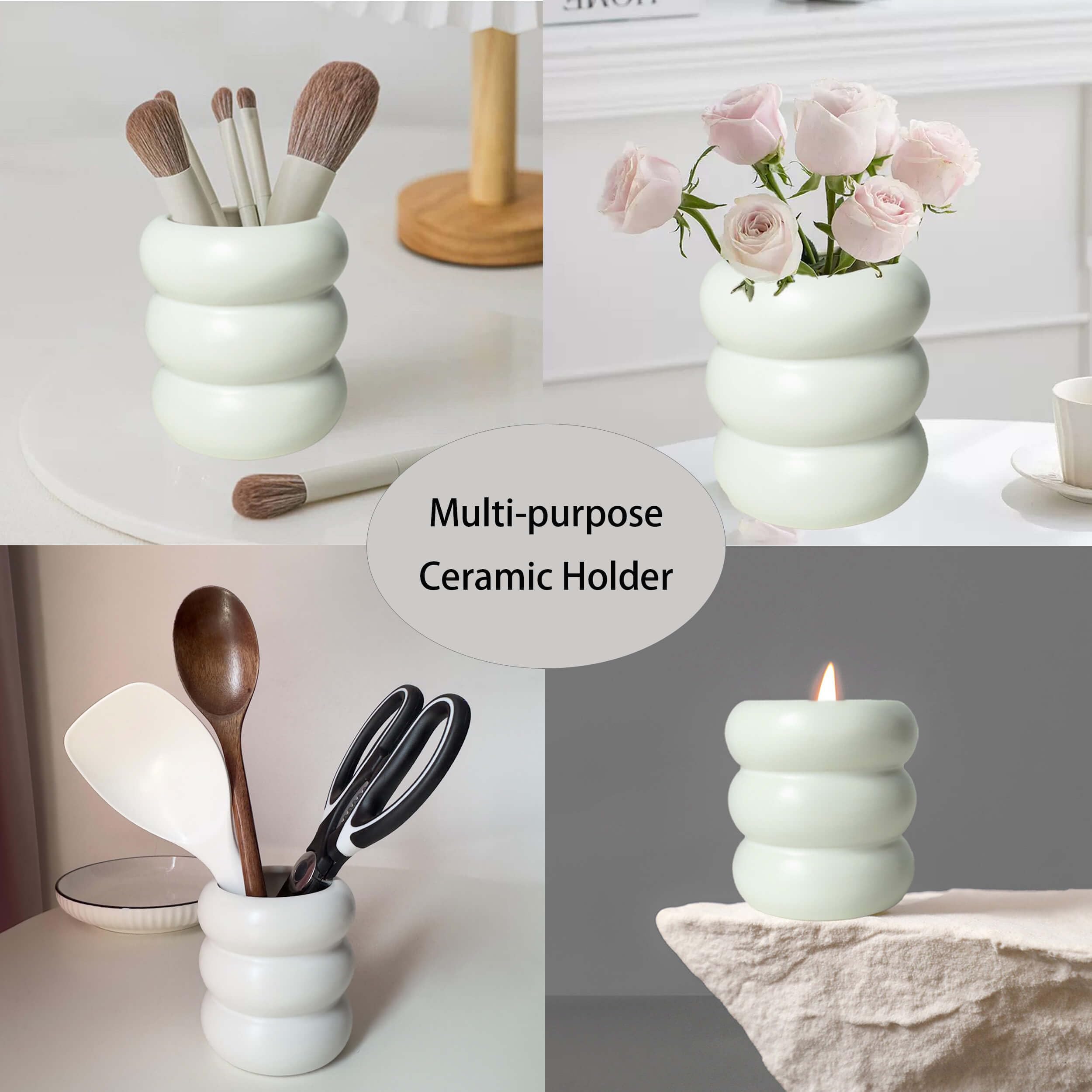 Decorative Ceramic Match Holder with Striker - Large Size for Long Matches Bulk (Sold Without Matches) - Perfect for Fireplaces, Candles & Outdoor Camping