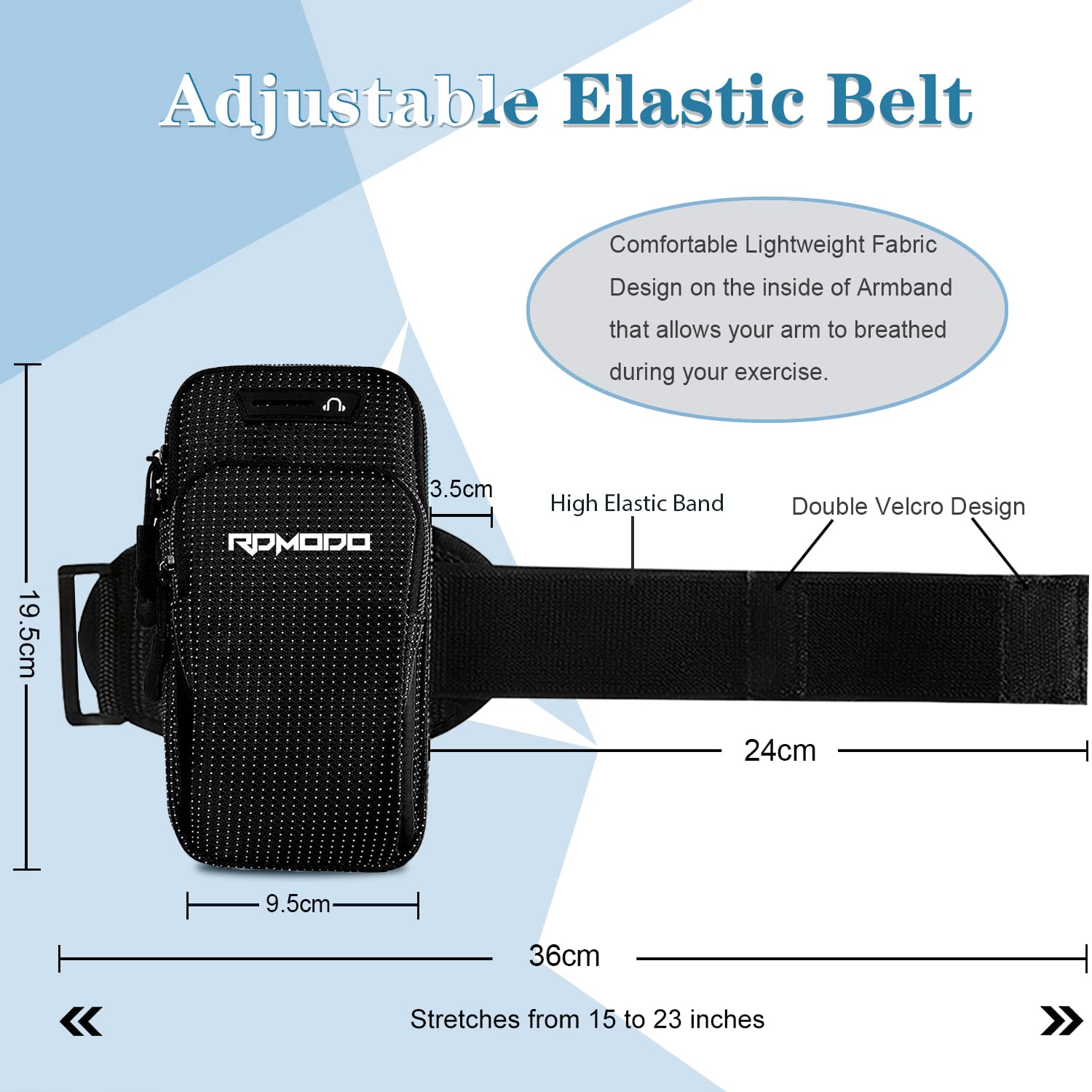 **Waterproof Running Armband Phone Holder for iPhone Samsung LG - Adjustable Elastic Band with 2 Pockets for Card & Keys - Ideal for Gym, Jogging, Walking (Fits Phones Under 7.5 Inches) - Perfect for Men & Women**