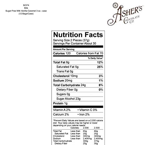 Sugar Free Chocolate Bags by Asher's - Diabetic Friendly, Keto & Kosher Certified, Small Batch Gourmet Chocolates (3 Bags Vanilla Caramels) | Perfect for Gifts, Dessert Platters & Low-Carb Snacking