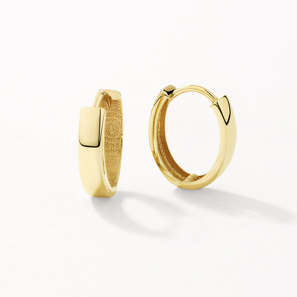 10k Gold Polished Huggie Earrings for Women - Elegant Everyday Hoop Earrings for Work, Date Night & Special Occasions