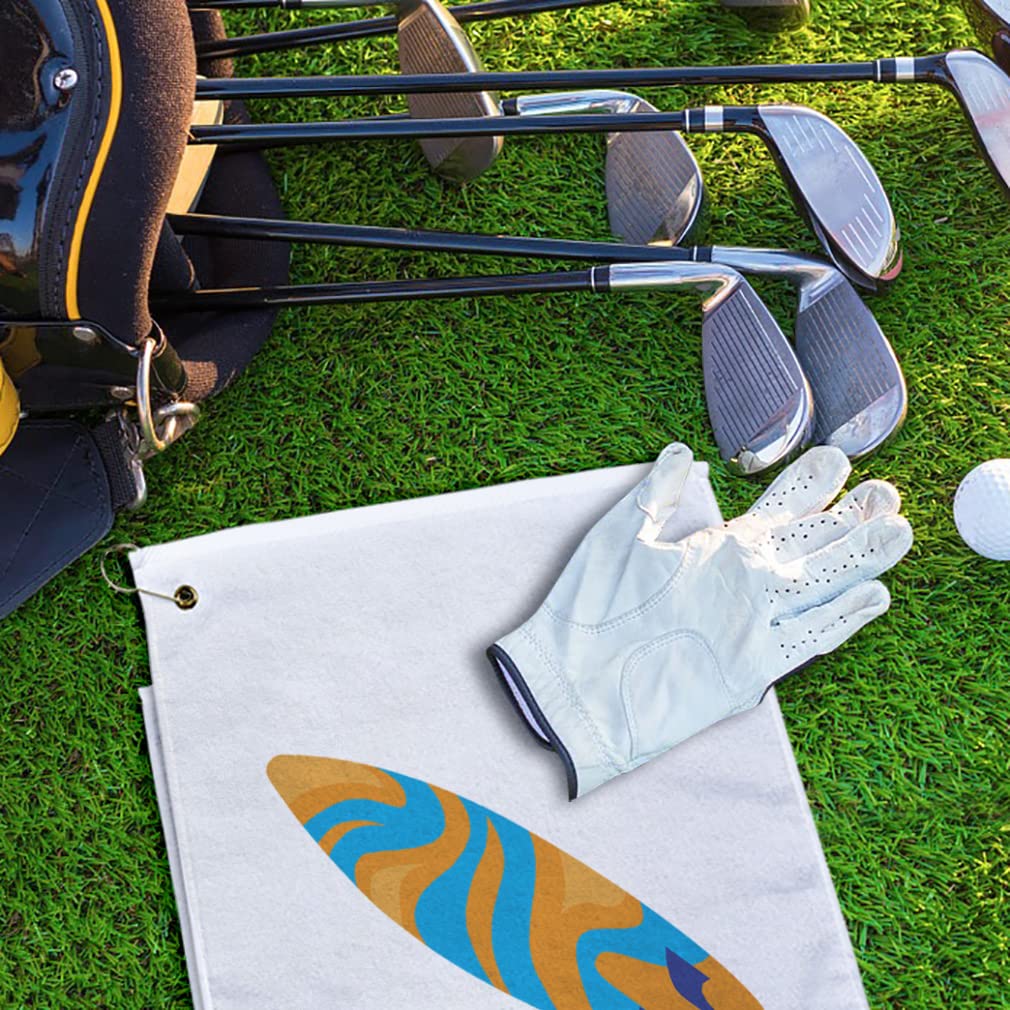 Father's Day Golf Towel - Soft Cotton Surf Board & Wave Print Beach Accessories - Perfect for Golf, Surfing, Beach Trips & Outdoor Sports Gifts