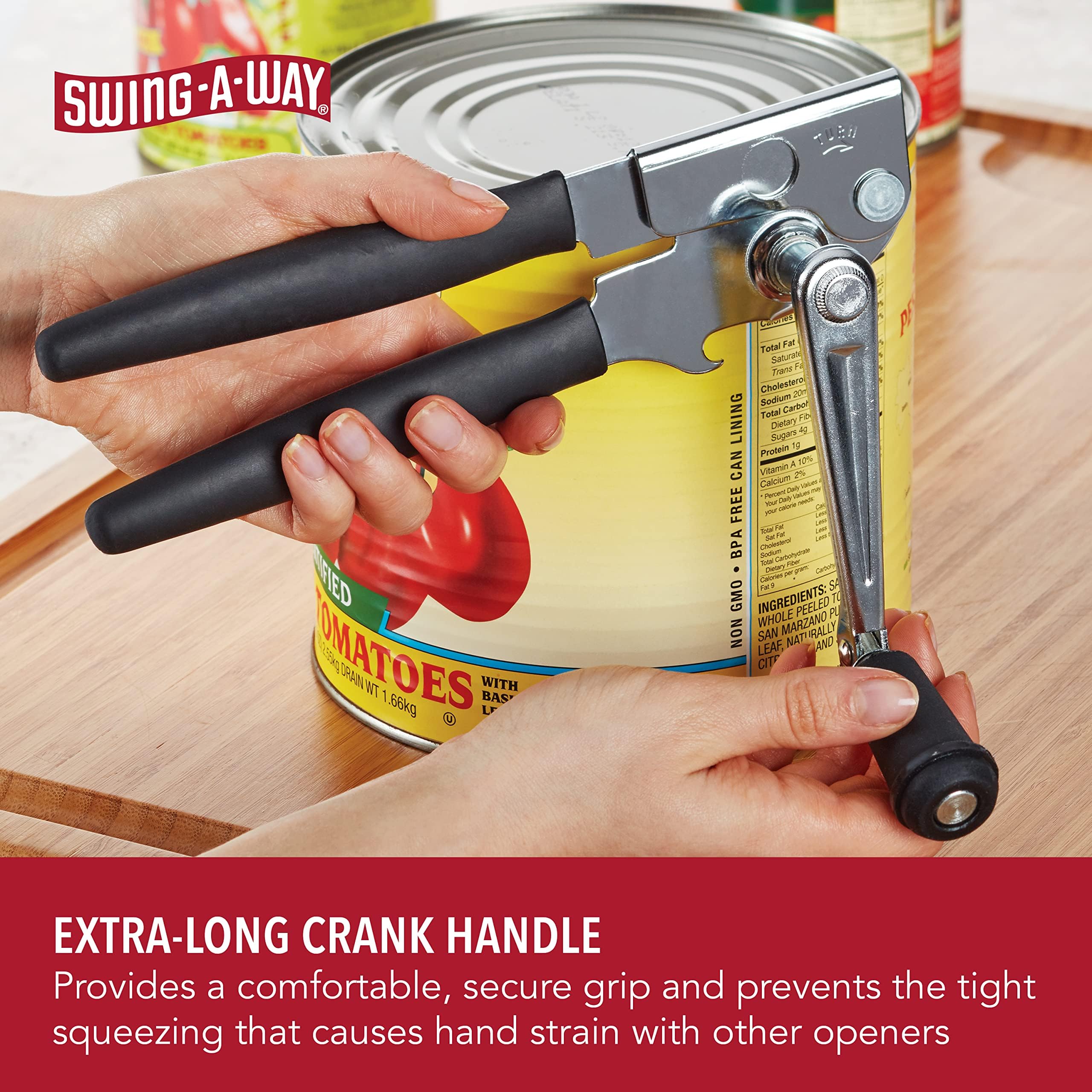 **Easy Crank Can Opener - 10.4 Inch Manual Can Opener for Kitchen, Camping & Emergency - Durable & Ergonomic Design (Black)**