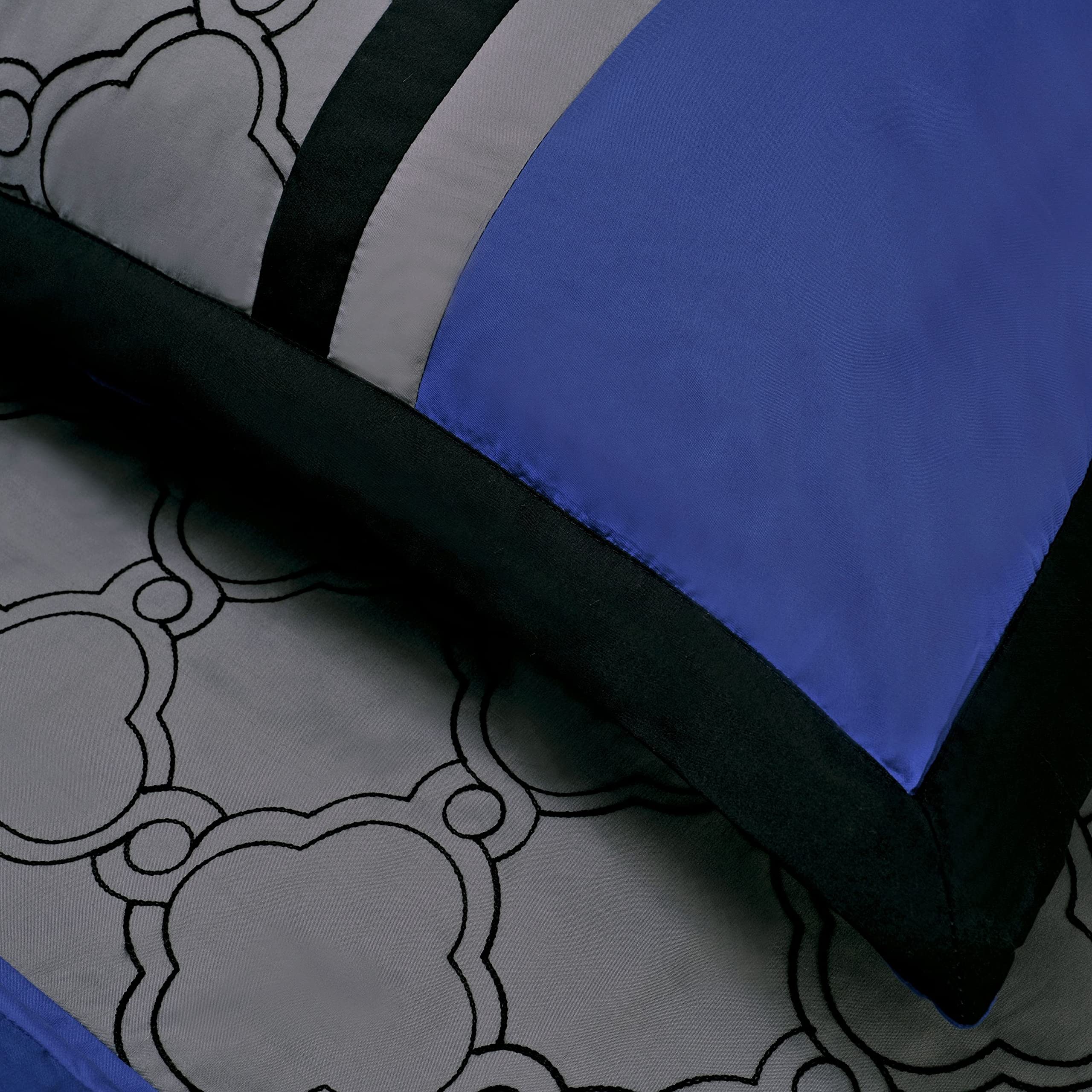 Premium Maxfield 8-Piece Embroidered Comforter Set - California King Size, Luxurious Blue Bedding for Master Bedroom & Guest Room Decor