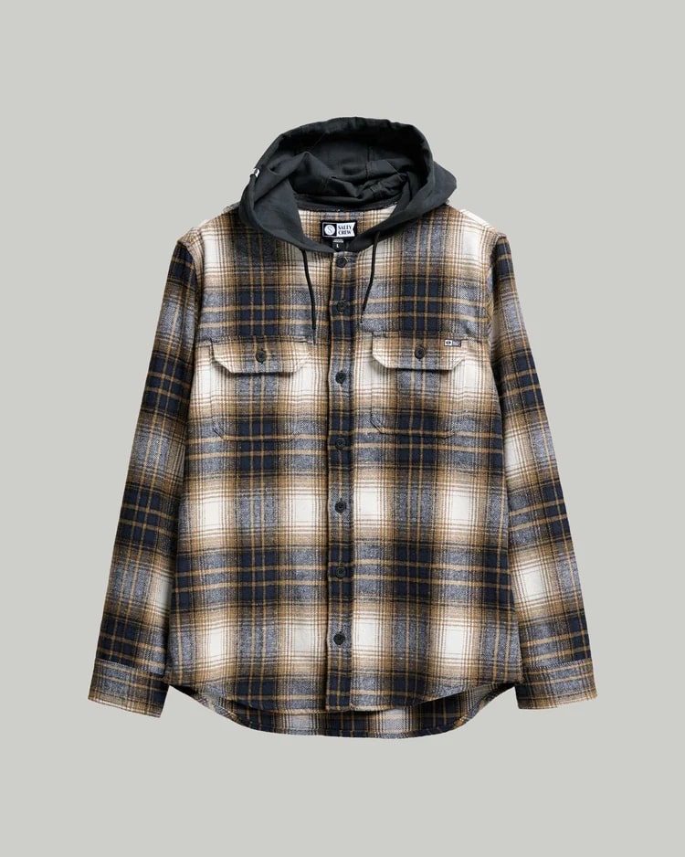 Salty Crew Check Flannel Hooded Shirt for Men - Warm & Stylish Plaid Shirt Jacket - Perfect for Outdoor Activities, Camping, and Casual Wear