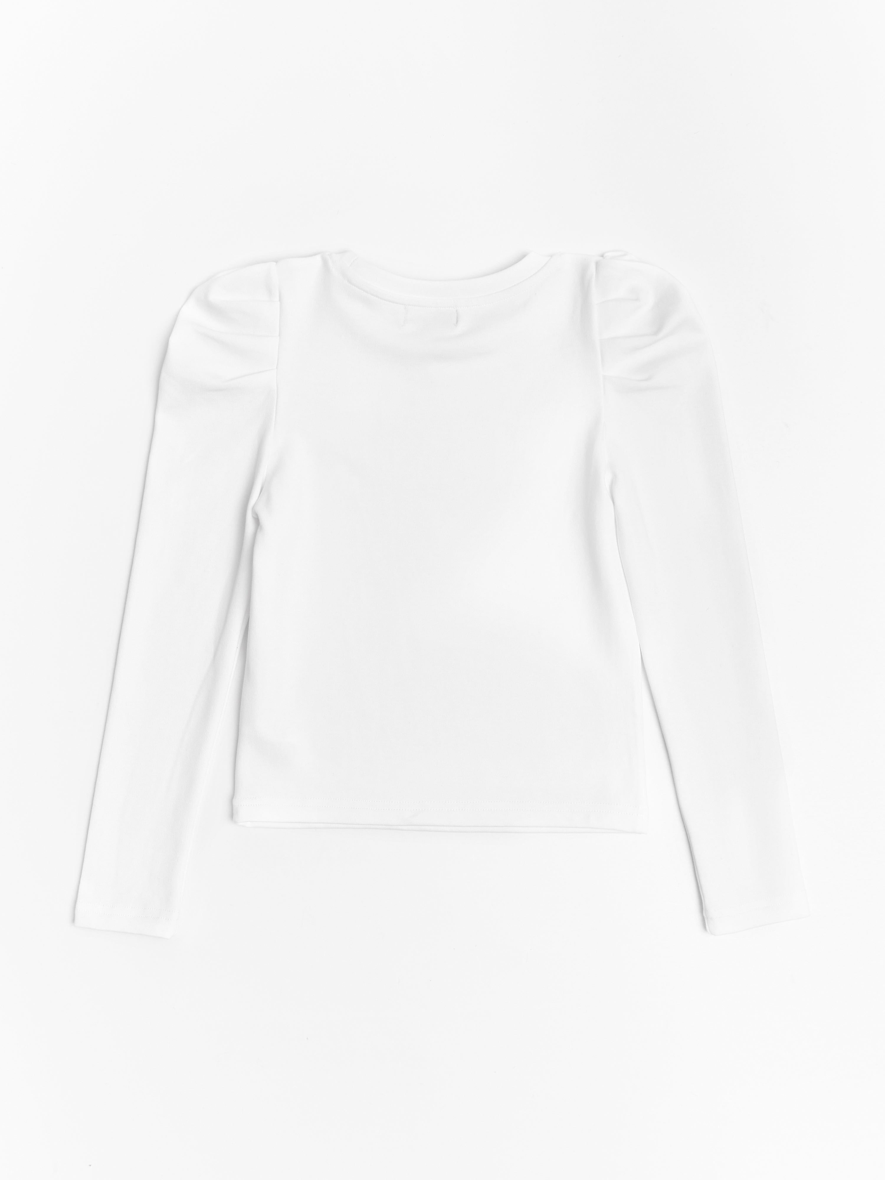 BCBG Girls Ivory Puff Long Sleeve Blouse - Elegant & Comfortable Top for School, Parties & Special Occasions