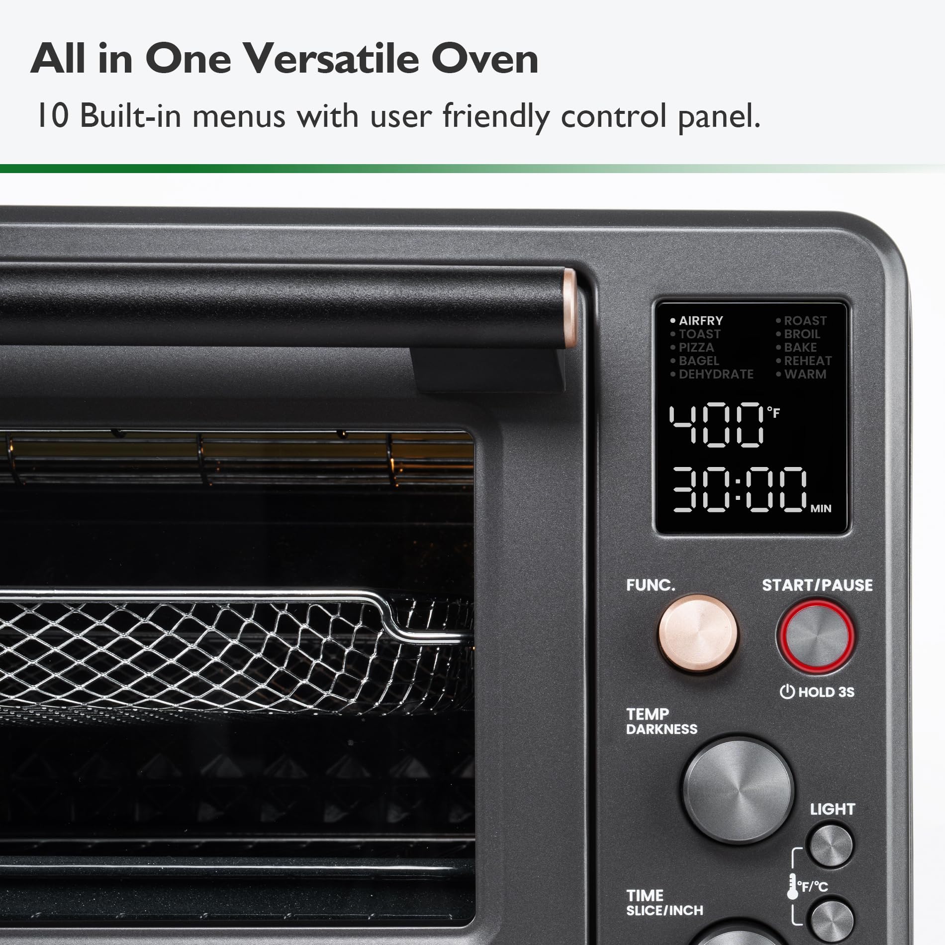 Infrared Air Fryer Toaster Oven Combo - 10-in-1 Countertop Convection Oven with Non-Toxic Enamel Coating, Extra Large Capacity for 6-Slice Toast, Includes Easy-Clean Enamel Baking Pan - Perfect for Healthy Cooking, Baking, and Family Meals