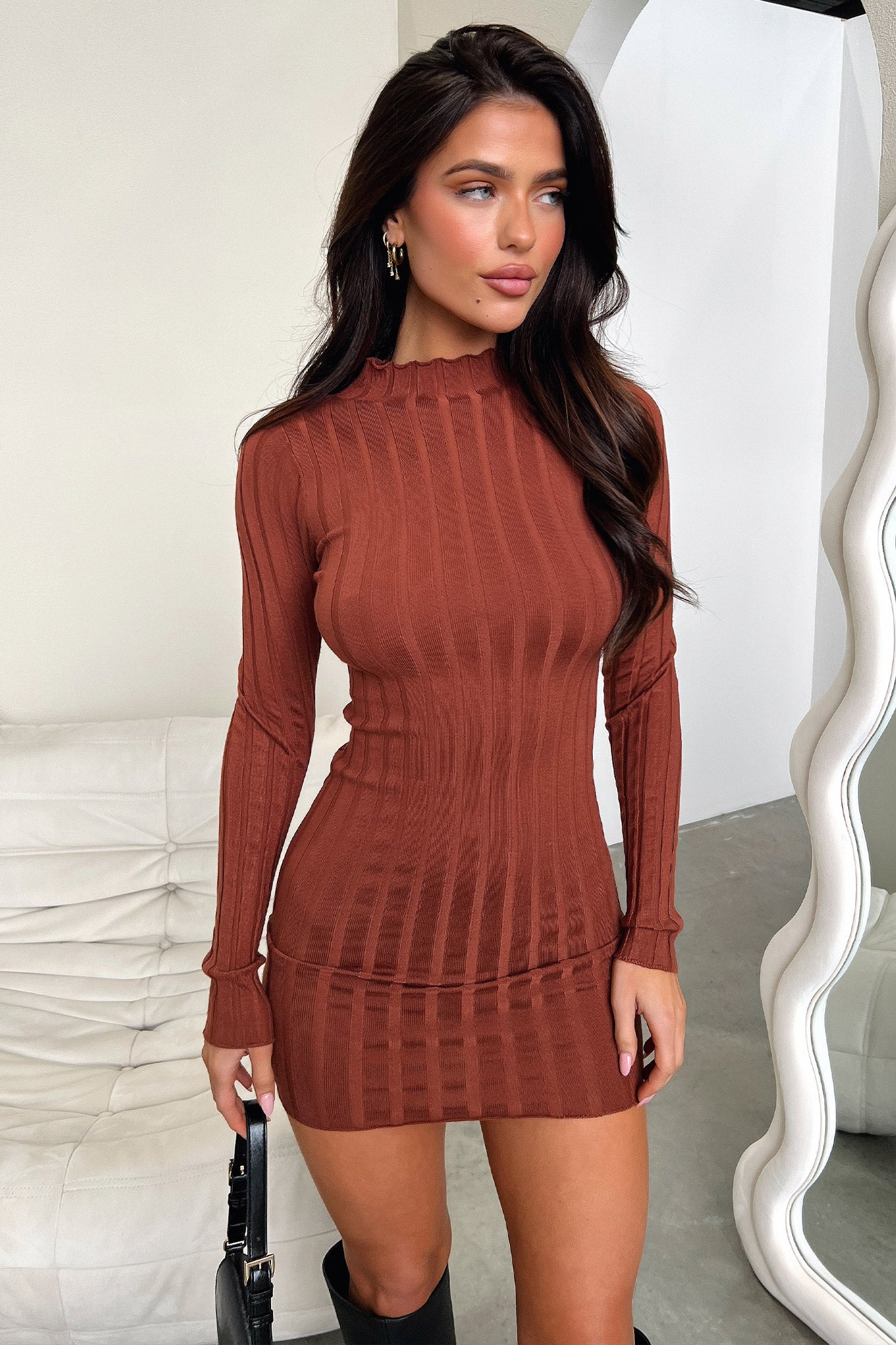 Emily Dress - Elegant Brown Women's Dress for Casual Wear, Office & Special Occasions | Comfortable & Stylish Outfit