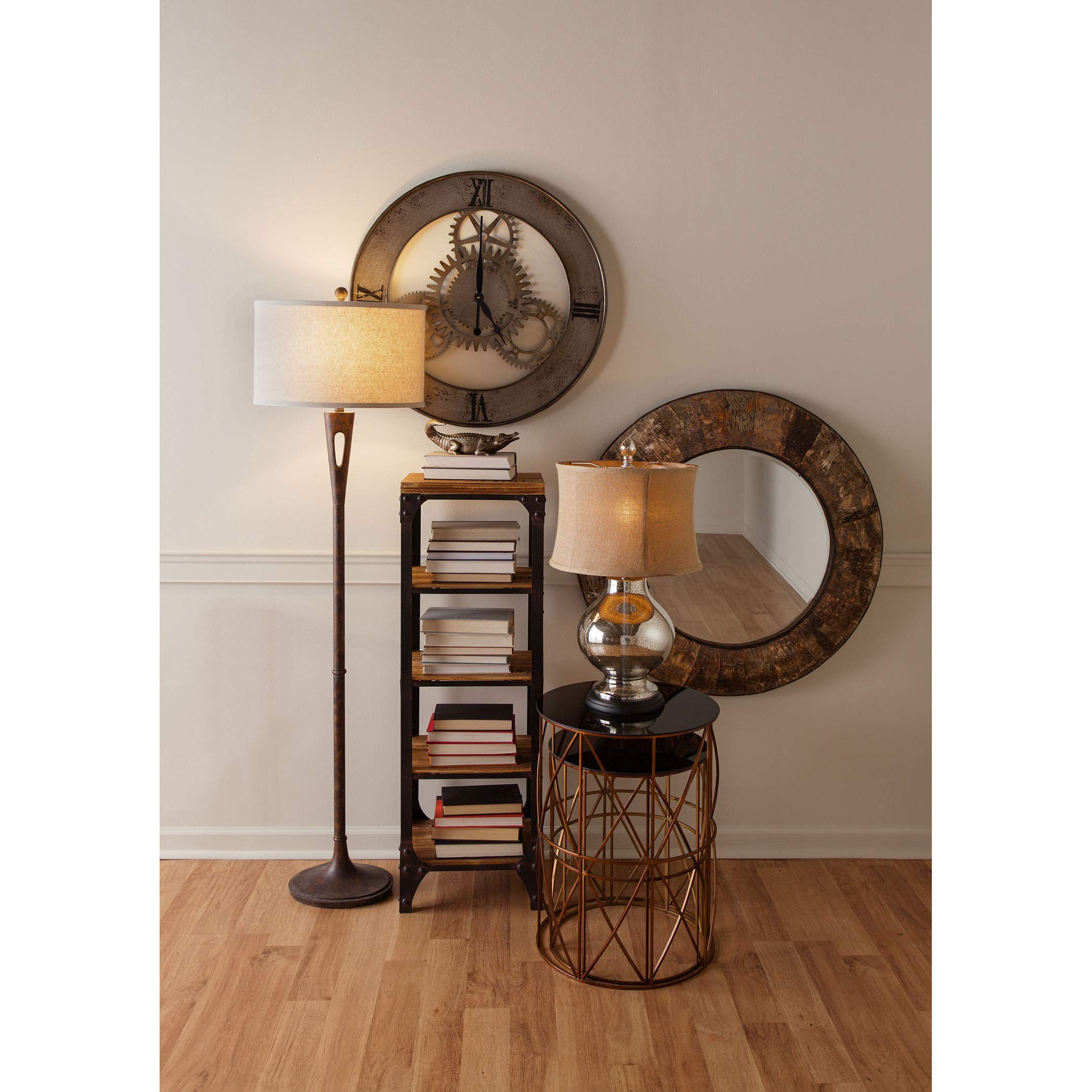 D2427-HUE-D Modern Floor Lamp in Burnished Bronze Finish - Perfect for Living Room, Bedroom, or Office Lighting Decor