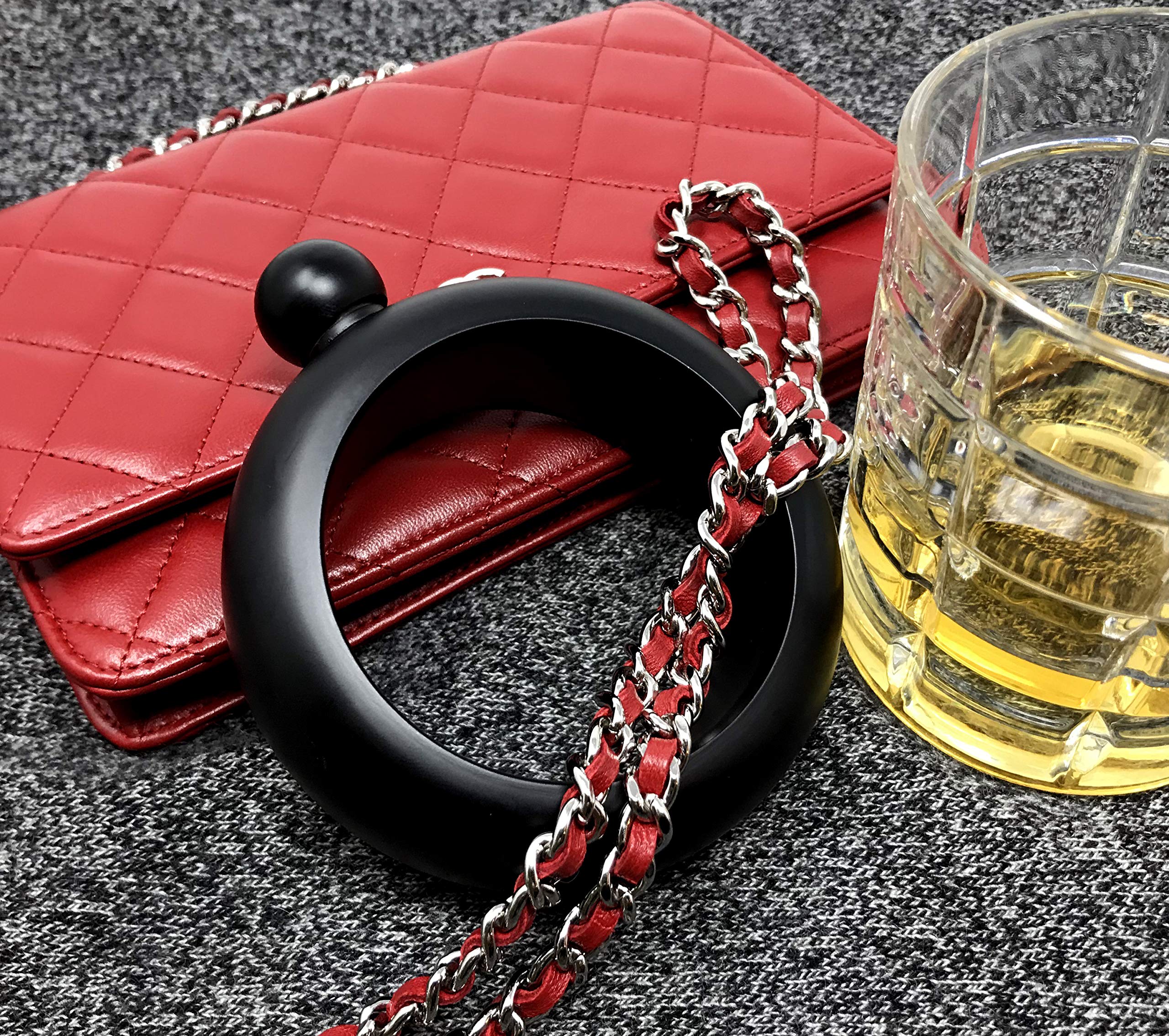 IDALIO 3.5oz Stainless Steel Matte Black Bangle Bracelet Flask for Women - Discreet Liquor Container with Funnel & White Gift Box | Perfect for Parties, Travel & Secret Drinking