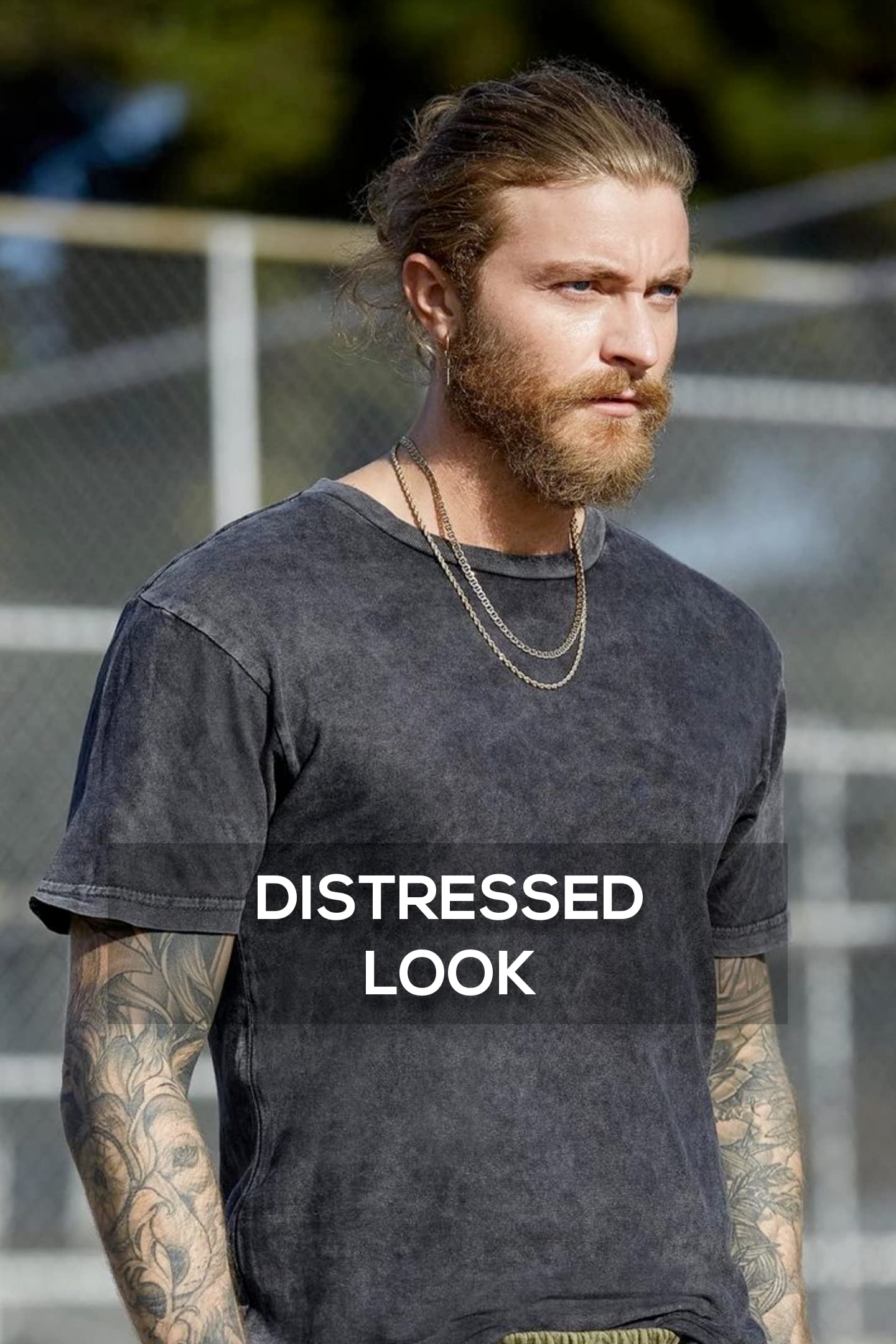 Vintage Distressed Faded T-Shirt for Men - Soft Mineral Wash Hipster Tee - Perfect for Casual Wear, Street Style & Everyday Outfits