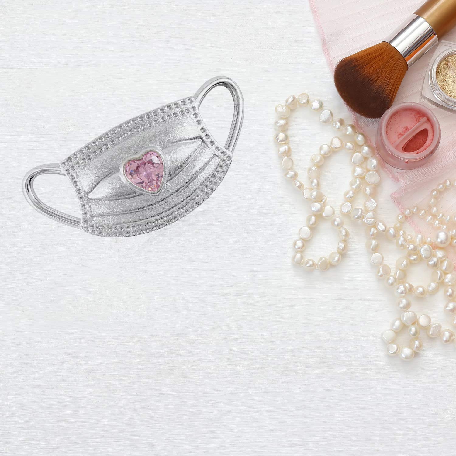 Shop LC Simulated Pink Diamond Charm Mask Pendant - 925 Sterling Silver Jewelry for Women | Perfect Nurse & Doctor Gift for Birthday, Graduation & Appreciation | Medical-Themed Fashion Accessory for Healthcare Workers