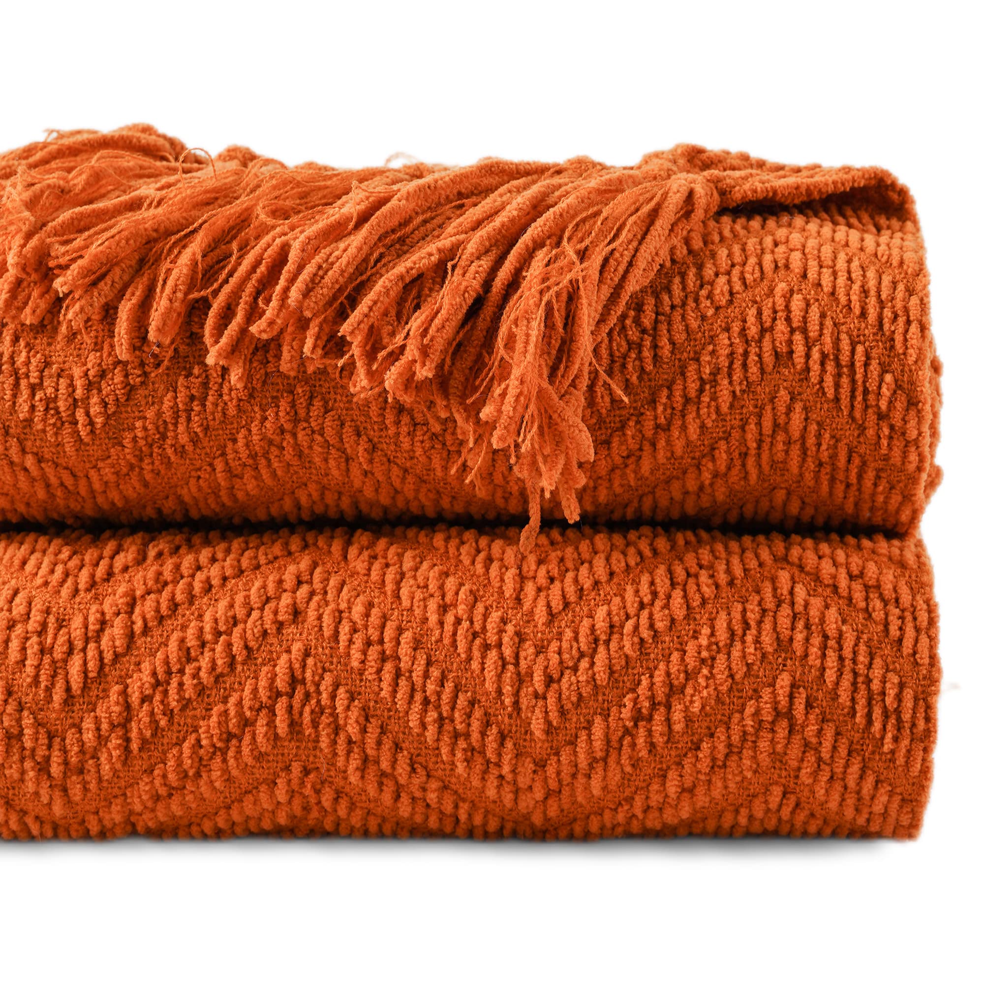 BATTILO HOME Burnt Orange Knit Throw Blanket - 60